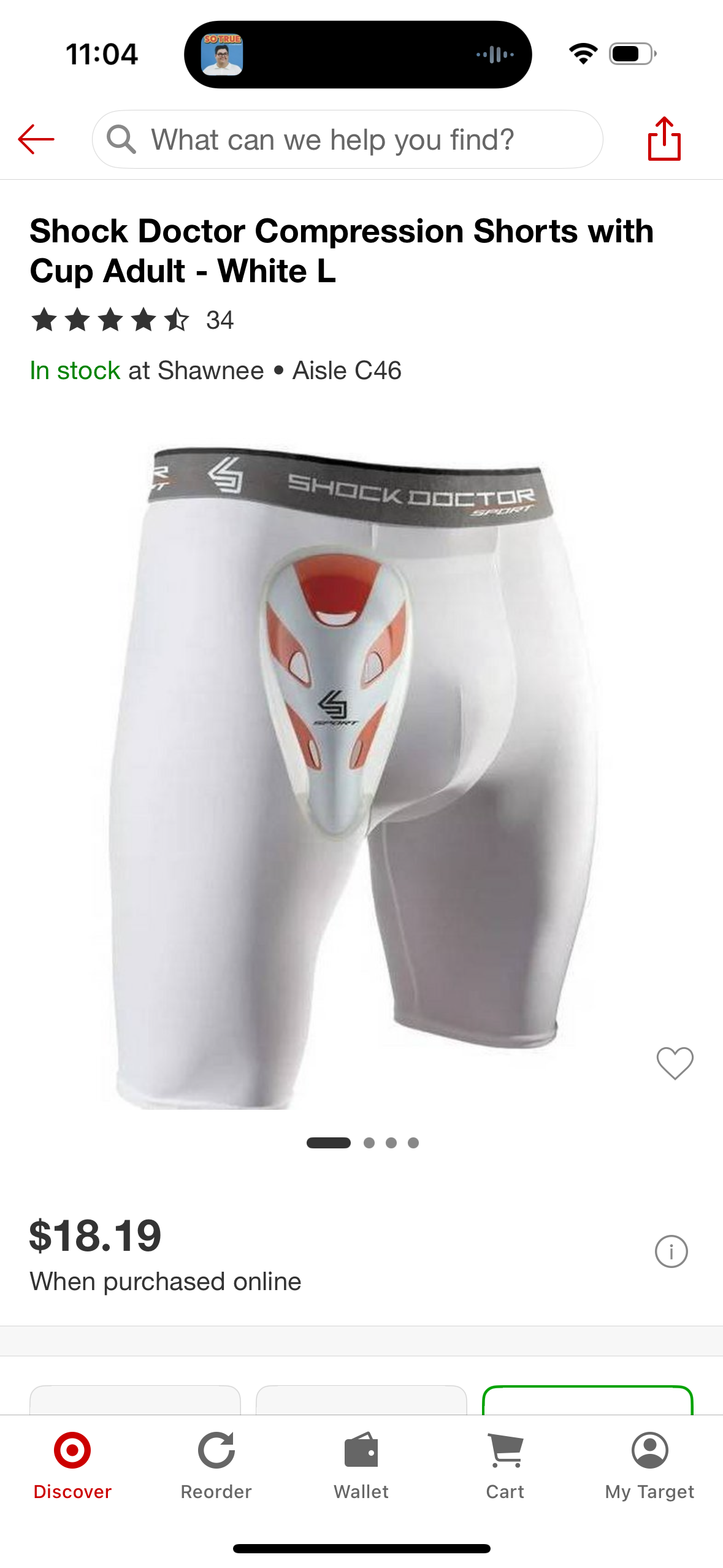 Shock Doctor Compression Shorts with Cup Adult - White L