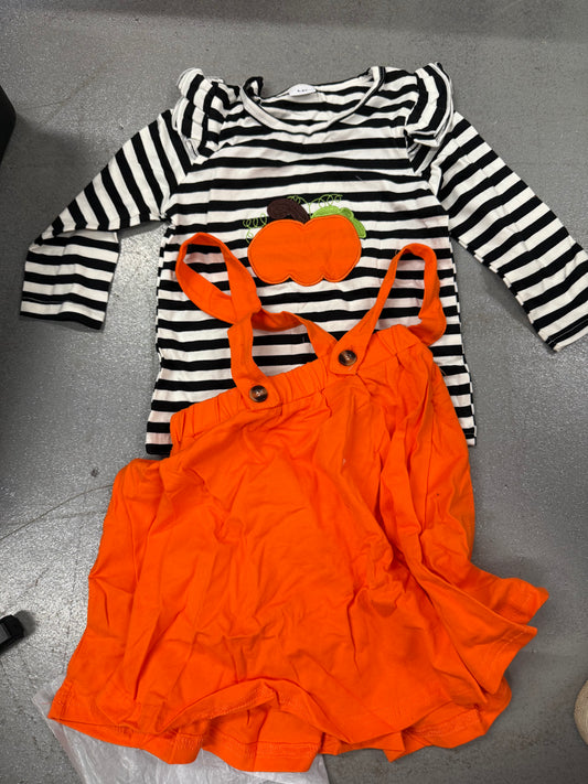 HAPPYMA Thanksgiving Outfits Toddler Baby Girl Skirts Sets Ruffle Top Turkey (Size 4-5T)