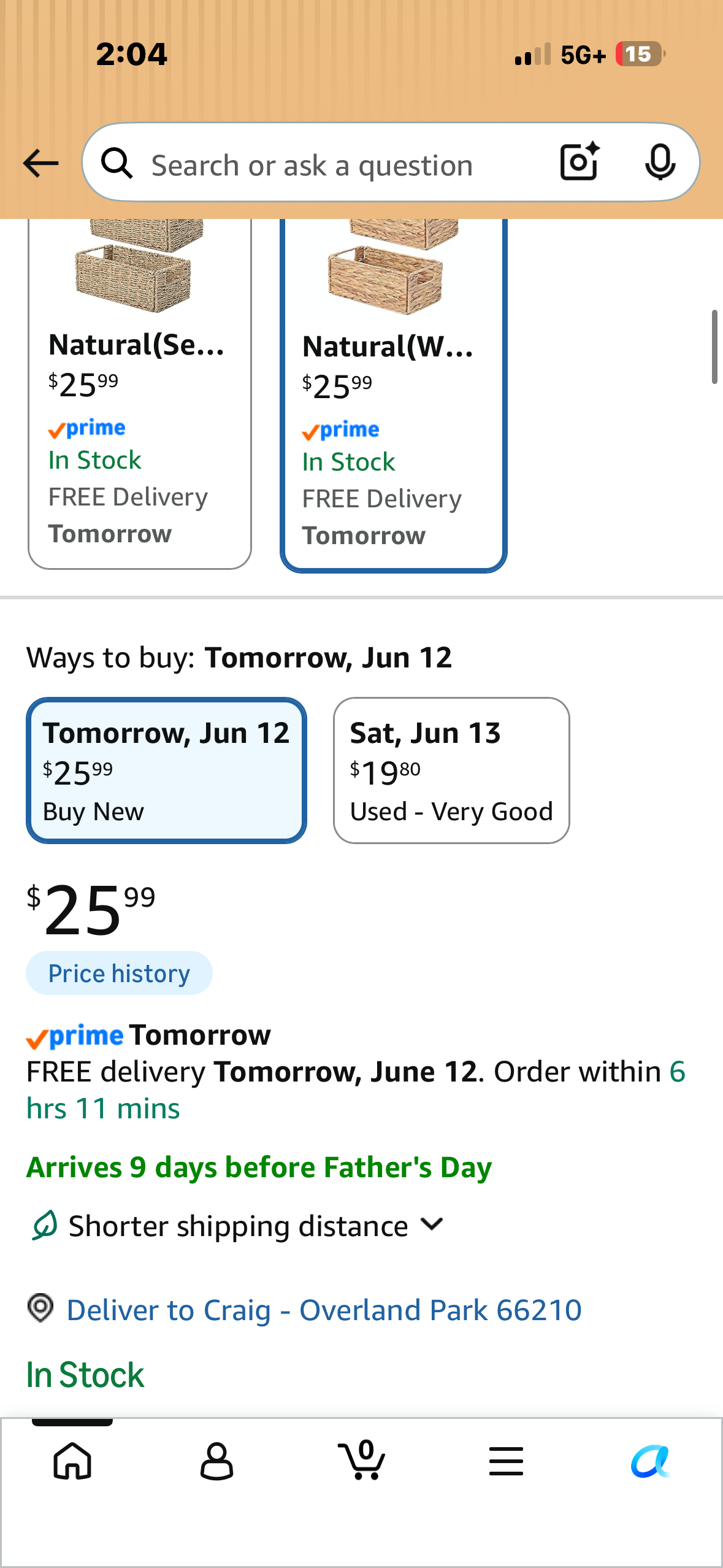 Set of 2 Wicker Storage Baskets, Hand-Woven Storage Baskets for Organizing, Foldable Cube Organizer Bins