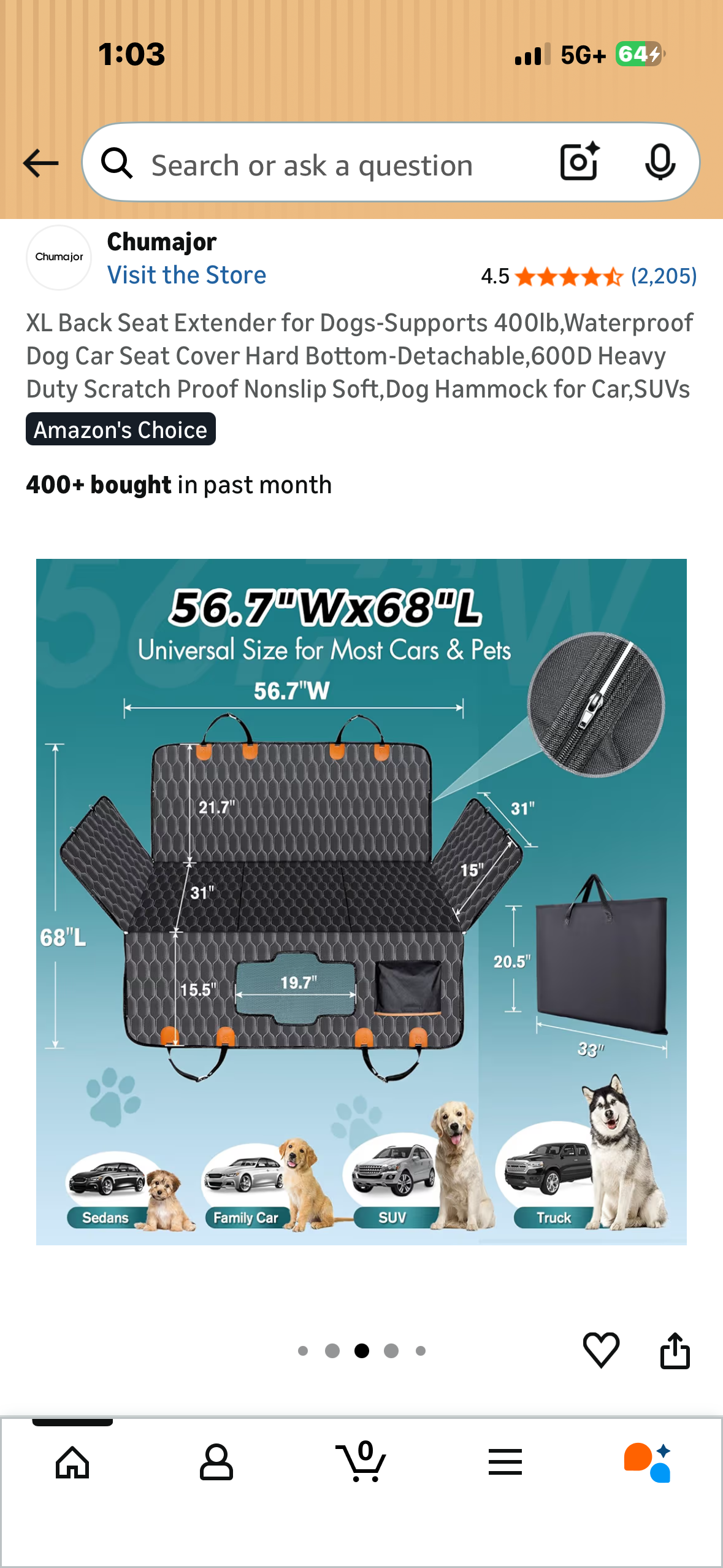 XL Back Seat Extender for Dogs-Supports 400lb, Waterproof Dog Car Seat with Cover, Hard Bottom-Detachable, 600D Heavy Duty Scratch Proof Nonslip, Dog Hammock for Car,SUVs (R789)