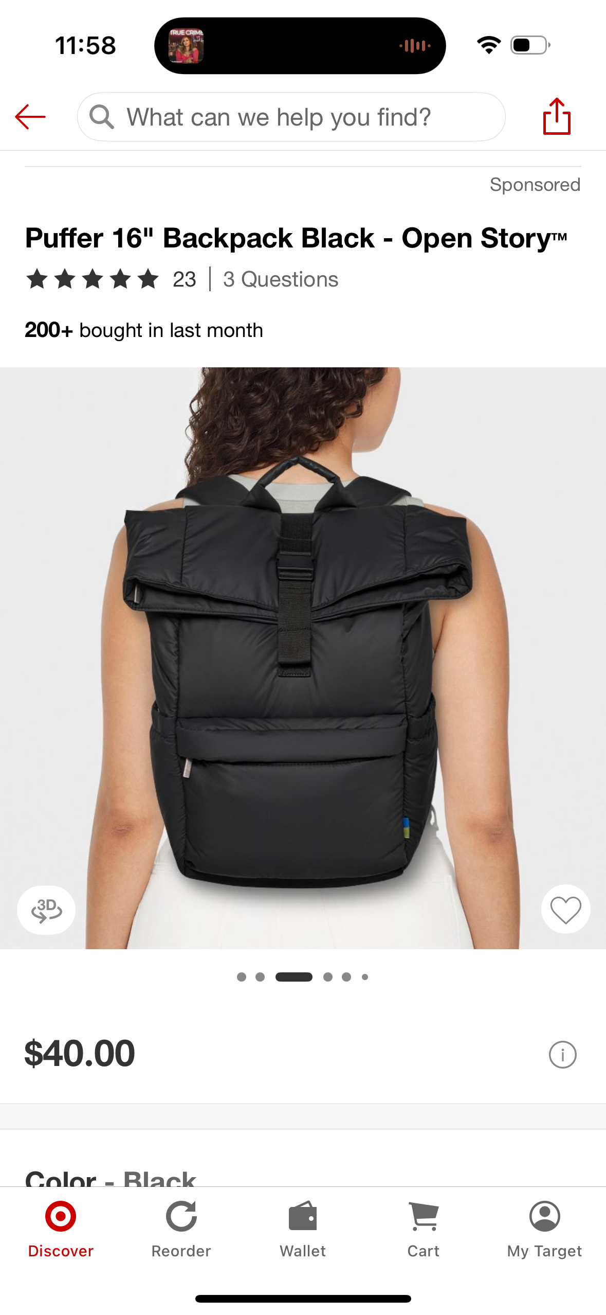 Puffer 16" Backpack Black - Open Story™