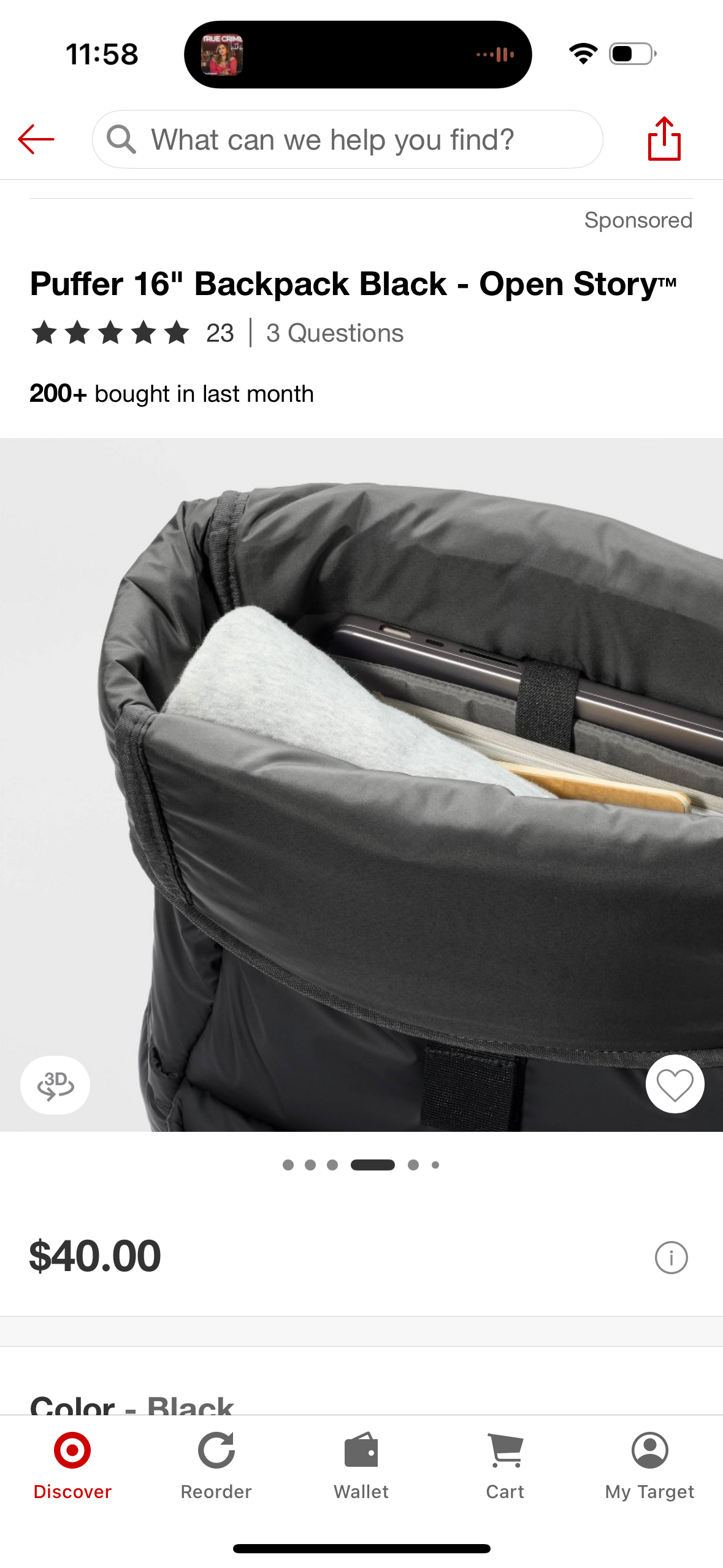 Puffer 16" Backpack Black - Open Story™