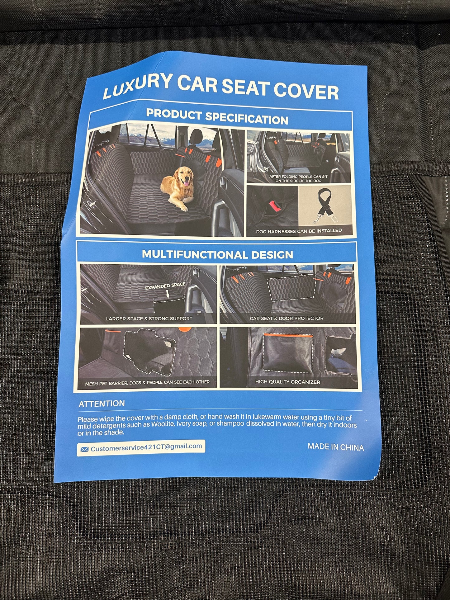 XL Back Seat Extender for Dogs-Supports 400lb, Waterproof Dog Car Seat with Cover, Hard Bottom-Detachable, 600D Heavy Duty Scratch Proof Nonslip, Dog Hammock for Car,SUVs (R789)