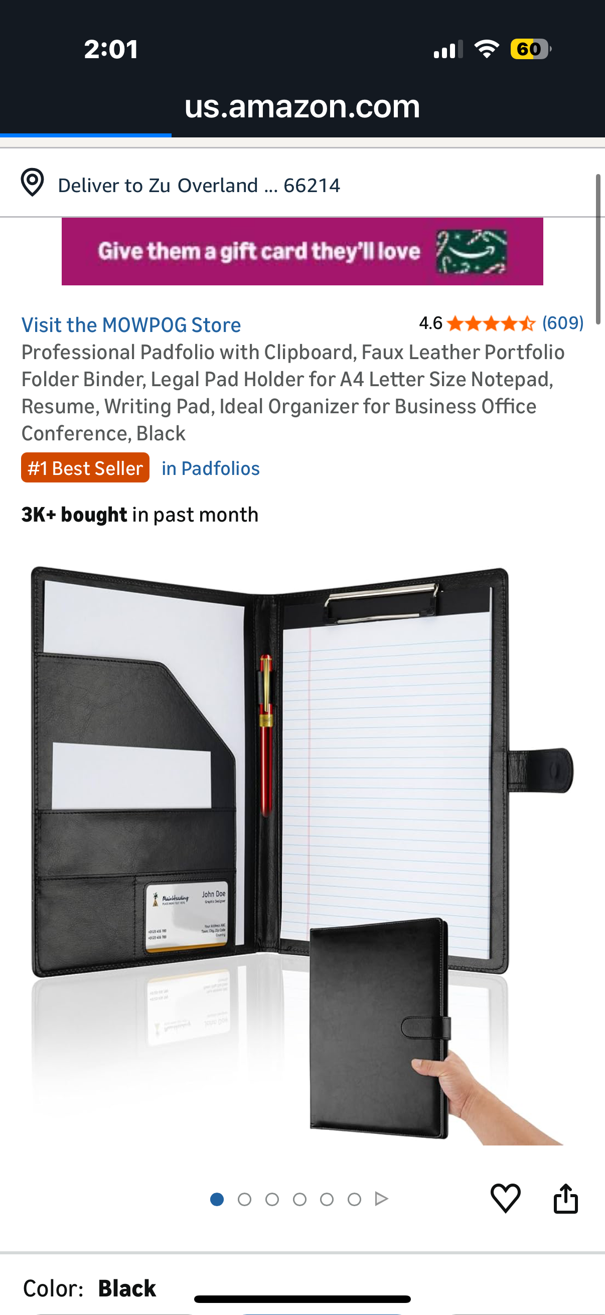 Generic Premium Leather Portfolio Folder Set, Professional Padfolio for Women & Men, Textured Synthetic Leather, Zippered Business Binder, Clipboard, Legal Pad, A4 Notepad Holder,Interviews, Meetings