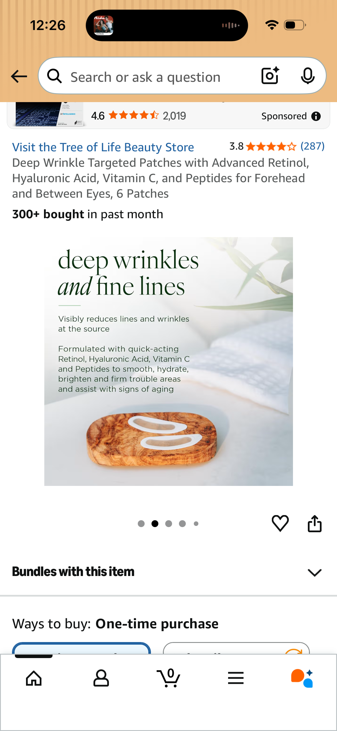 Deep Wrinkle Targeted Patches with Advanced Retinol, Hyaluronic Acid, Vitamin C, and Peptides for Forehead and Between Eyes, 6 Patches