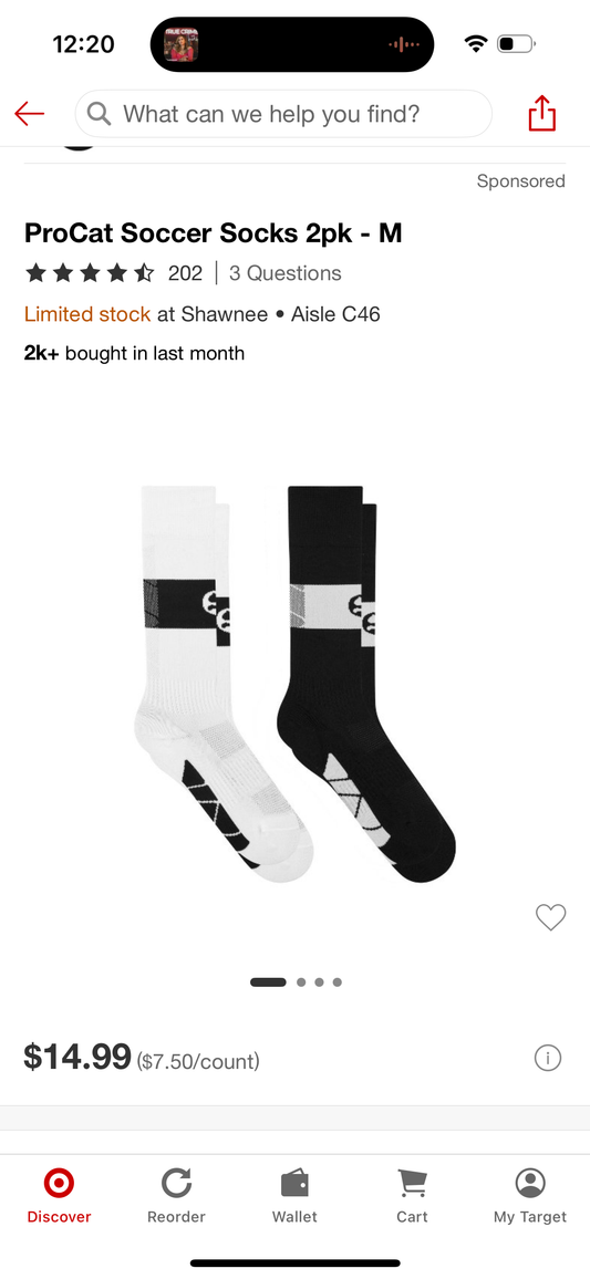 ProCat Soccer Socks 2pk - M