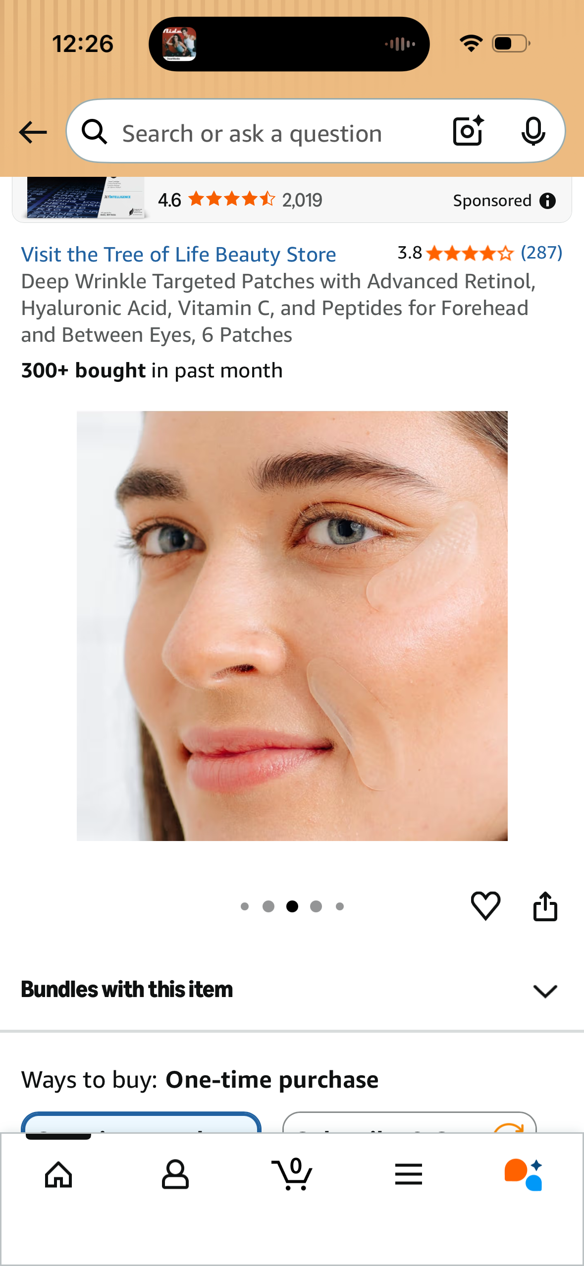 Deep Wrinkle Targeted Patches with Advanced Retinol, Hyaluronic Acid, Vitamin C, and Peptides for Forehead and Between Eyes, 6 Patches