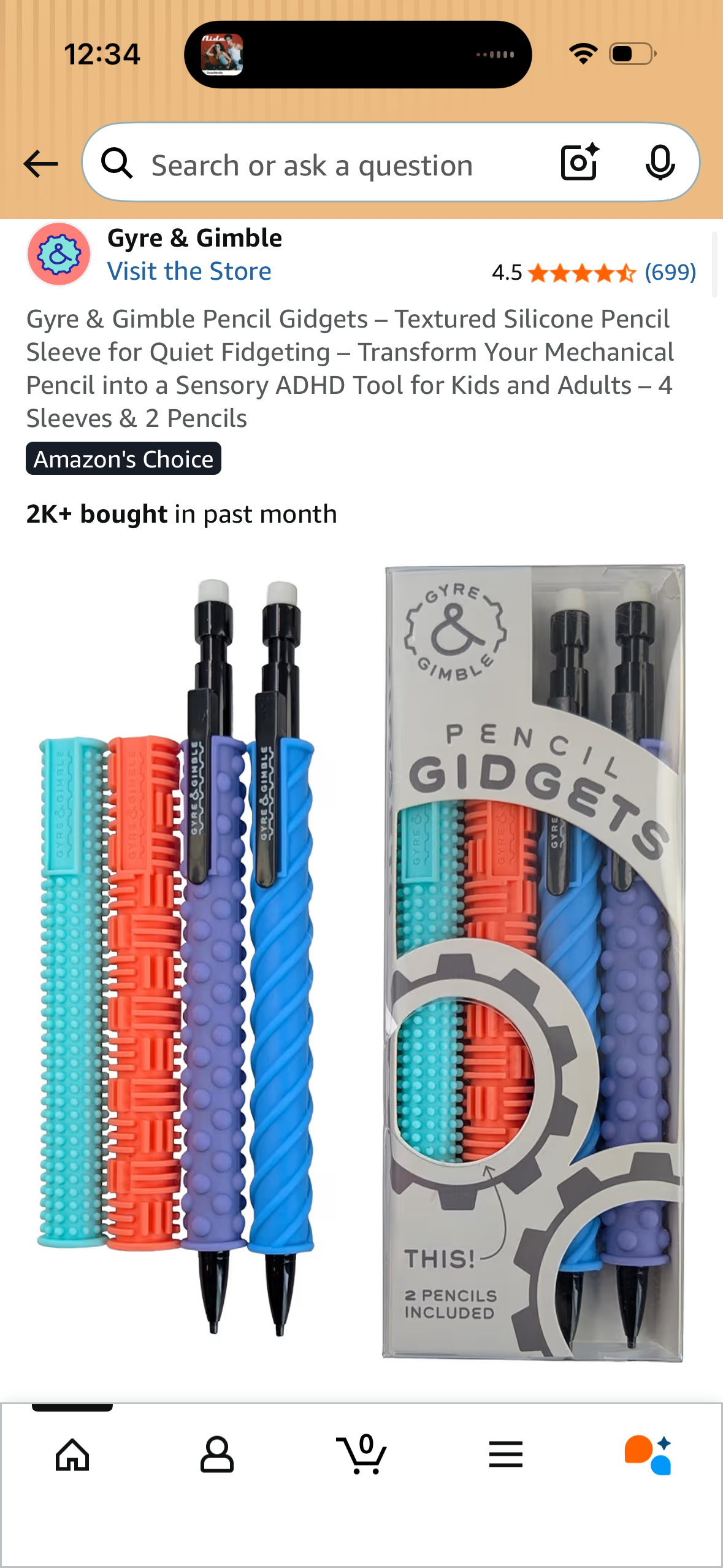 Gyre & Gimble Pencil Gidgets – Textured Silicone Pencil Sleeve for Quiet Fidgeting – Transform Your Mechanical Pencil into a Sensory ADHD Tool for Kids and Adults – 4 Sleeves & 2 Pencils