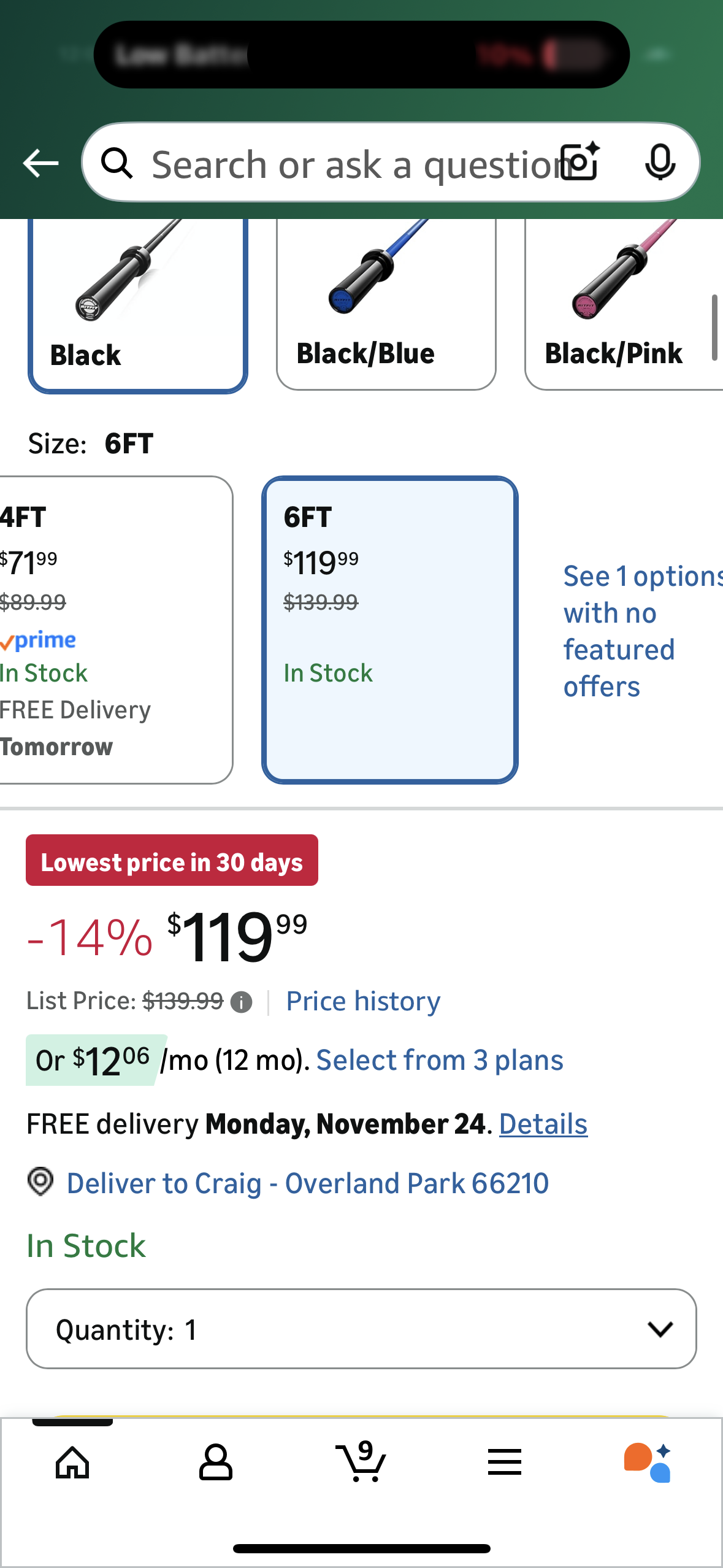 RITFIT Olympic Barbell 6ft - 2 Inch Weight Bar for Strength Training, Weightlifting, Squat, Deadlift, Bench Press, Curl, Overhead Press - 350lbs/500lbs Capacity (W546)