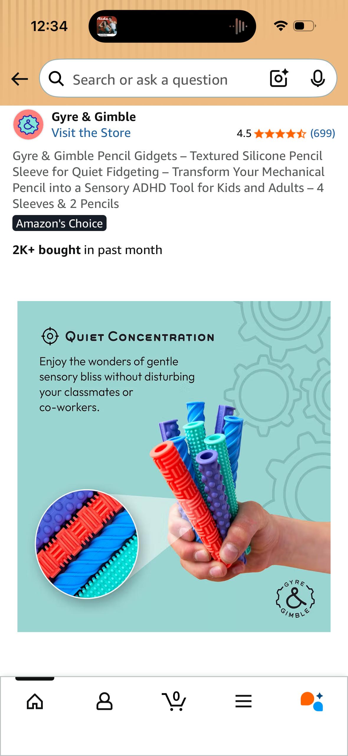 Gyre & Gimble Pencil Gidgets – Textured Silicone Pencil Sleeve for Quiet Fidgeting – Transform Your Mechanical Pencil into a Sensory ADHD Tool for Kids and Adults – 4 Sleeves & 2 Pencils