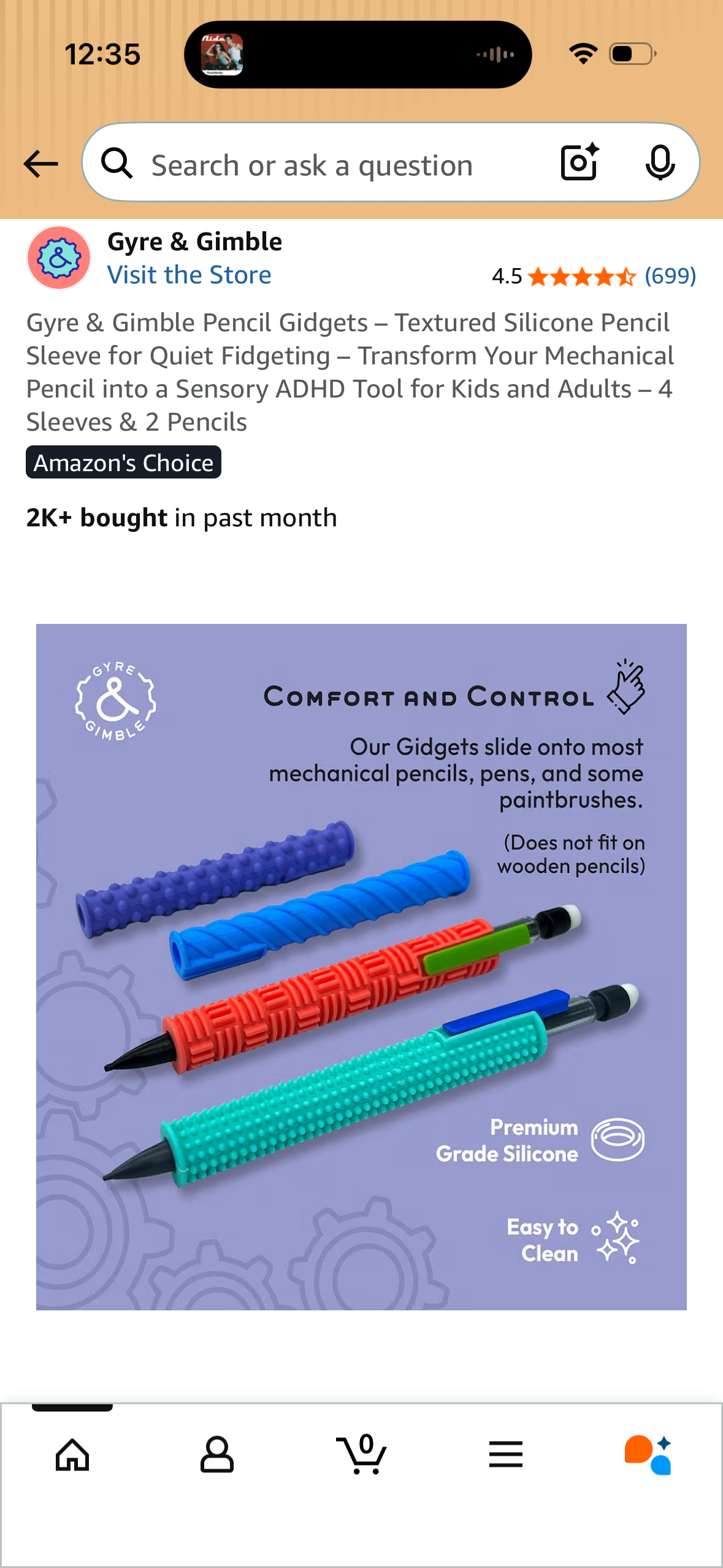 Gyre & Gimble Pencil Gidgets – Textured Silicone Pencil Sleeve for Quiet Fidgeting – Transform Your Mechanical Pencil into a Sensory ADHD Tool for Kids and Adults – 4 Sleeves & 2 Pencils
