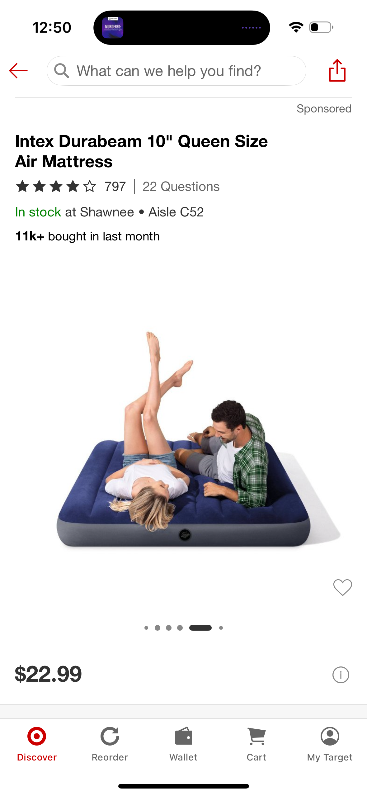 Intex Durabeam 10" Queen Size Air Mattress