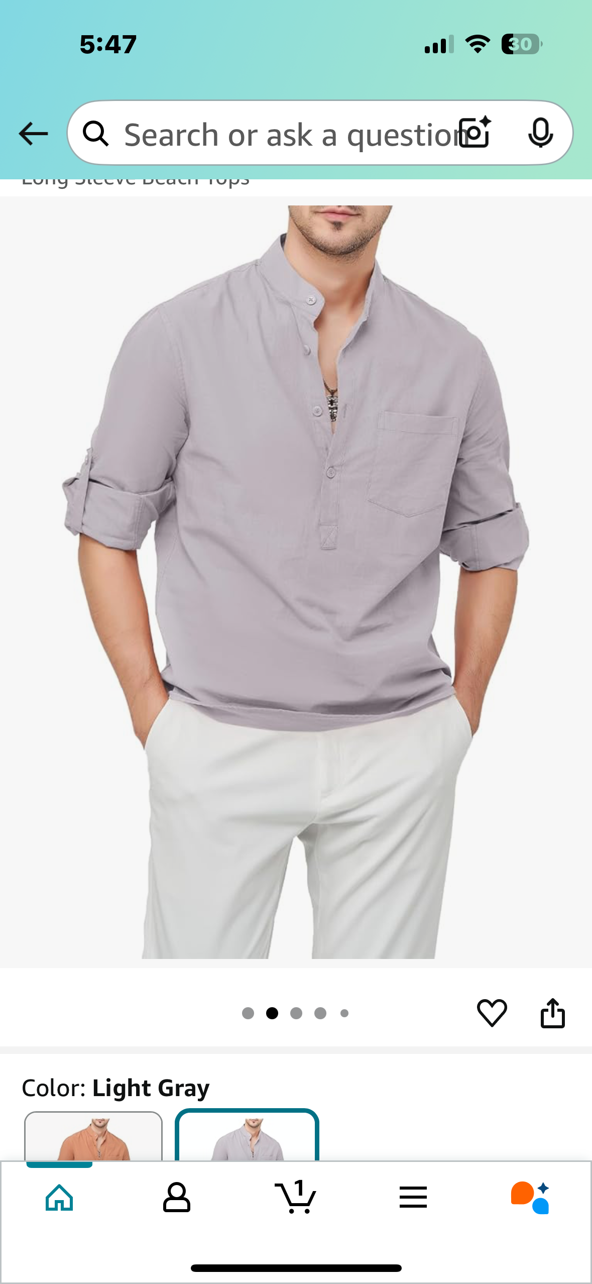 Men's Cotton Henley Shirt, Lightweight Long Sleeve Casual Top (Size XL)