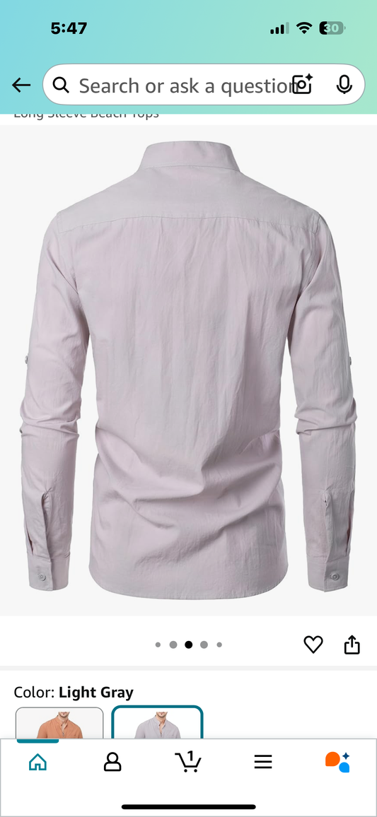 Men's Cotton Henley Shirt, Lightweight Long Sleeve Casual Top (Size XL)