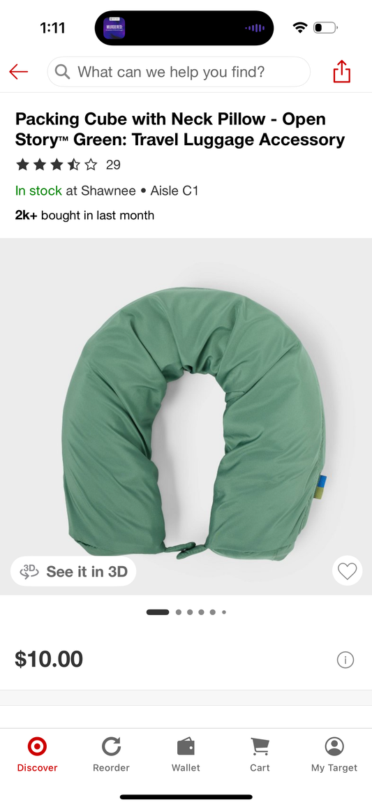 Packing Cube with Neck Pillow - Open Story™ Green: Travel Luggage Accessory