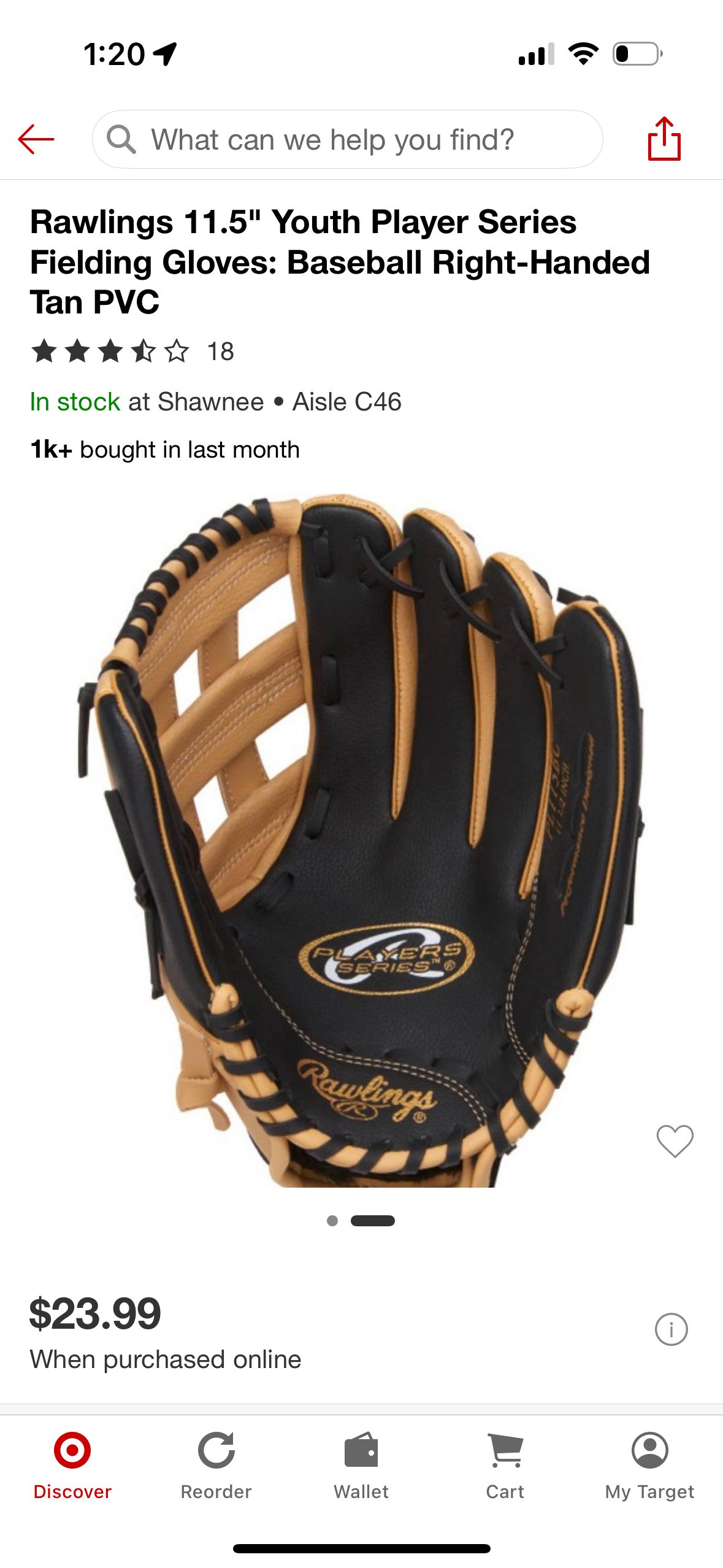 Rawlings 11.5" Youth Player Series Fielding Gloves: Baseball Right-Handed Tan PVC