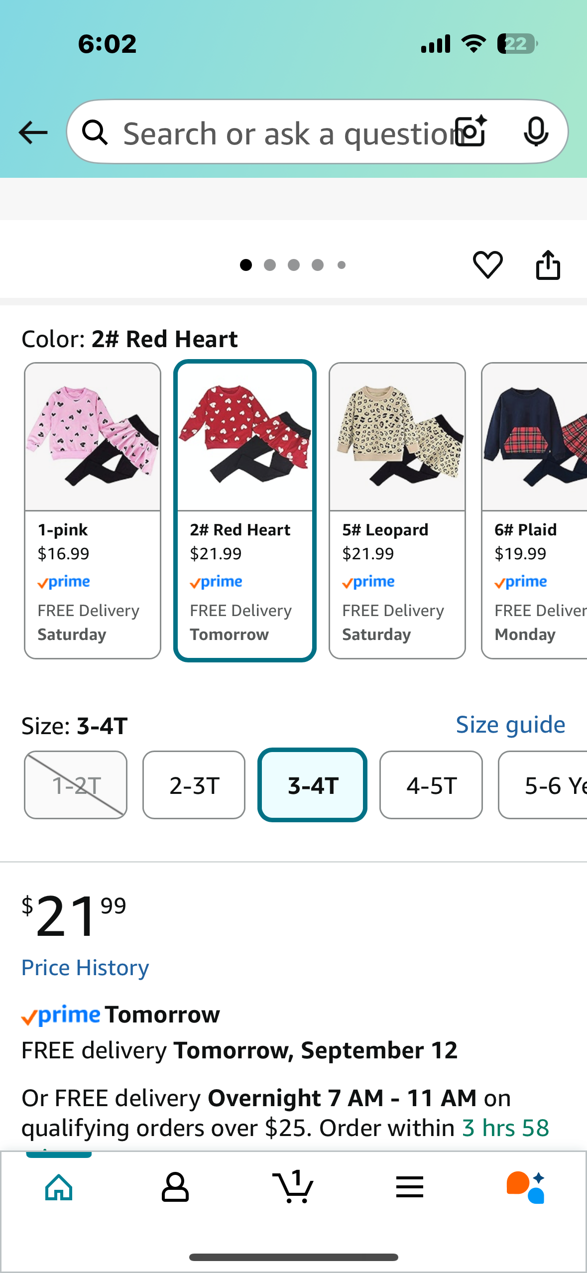 Little Girls Valentines Outfit, Heart Print Sweatshirt Top, Long Pants Skirt, 2pc Set (Size 4T)