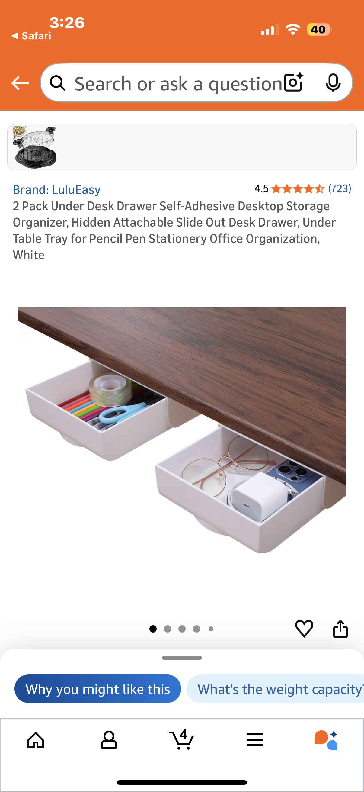 Under Desk Drawer Self-Adhesive Desktop Storage Organizer, Hidden Attachable Slide Out Desk Drawer, Under Table Tray for Pencil Pen Stationery Office Organization, White