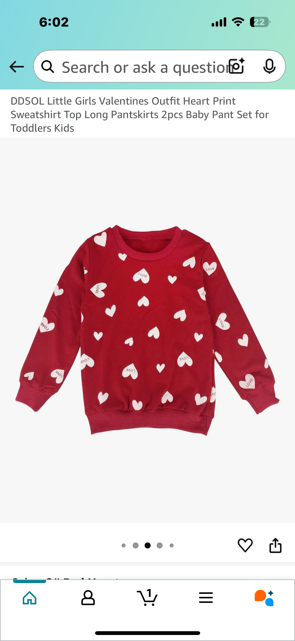 Little Girls Valentines Outfit, Heart Print Sweatshirt Top, Long Pants Skirt, 2pc Set (Size 4T)