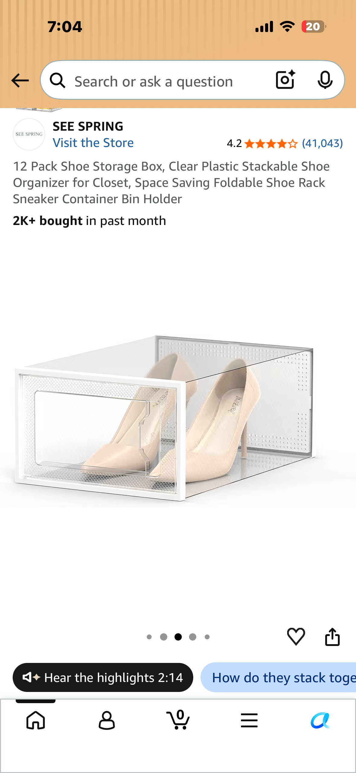 12 Pack Shoe Storage Box, Clear Plastic Stackable Shoe Organizer for Closet, Space Saving Foldable Shoe Rack Sneaker Container Bin Holder