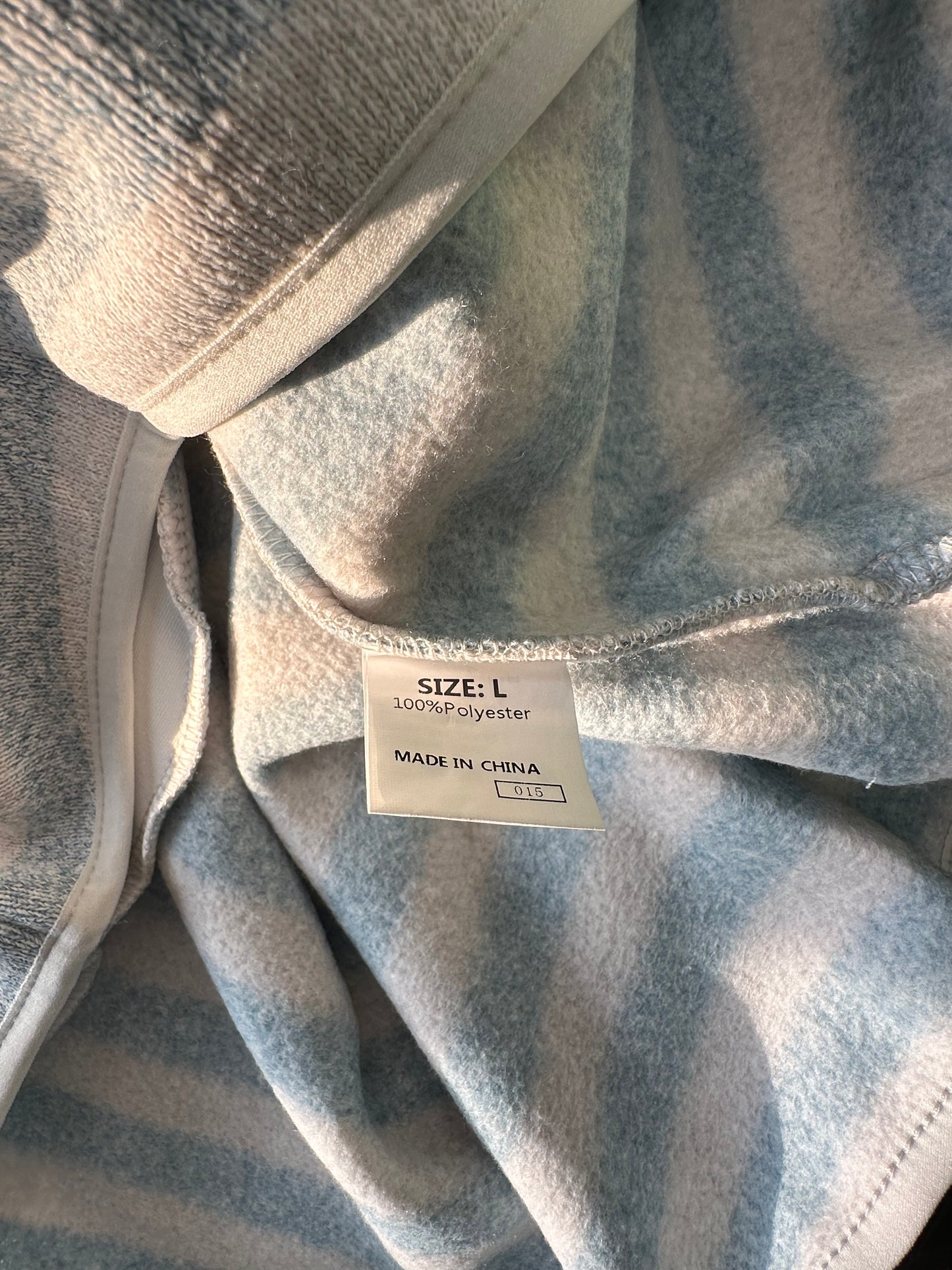 Women’s Casual Long Sleeve Half Zip Pullover Hoodie, Loose Blue and White Striped Hooded Sweatshirt with Pocket (Size Large)