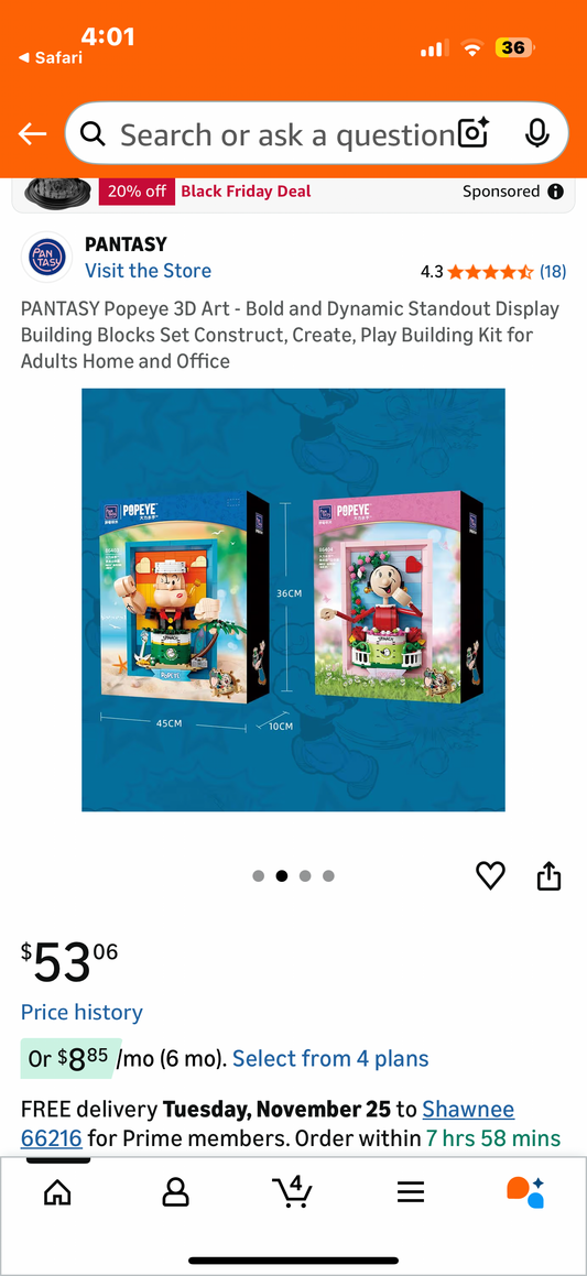 PANTASY Popeye 3D Art - Bold and Dynamic Standout Display Building Blocks Set Construct, Create, Play Building Kit for Adults Home and Office