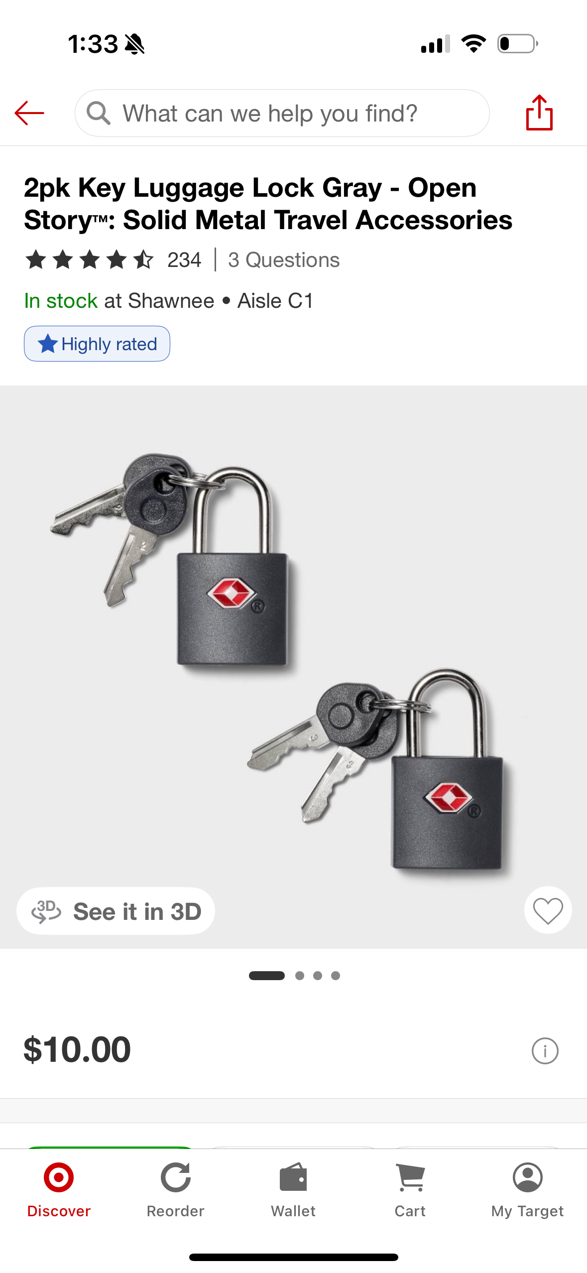 2pk Key Luggage Lock Gray - Open Story™: Solid Metal Travel Accessories