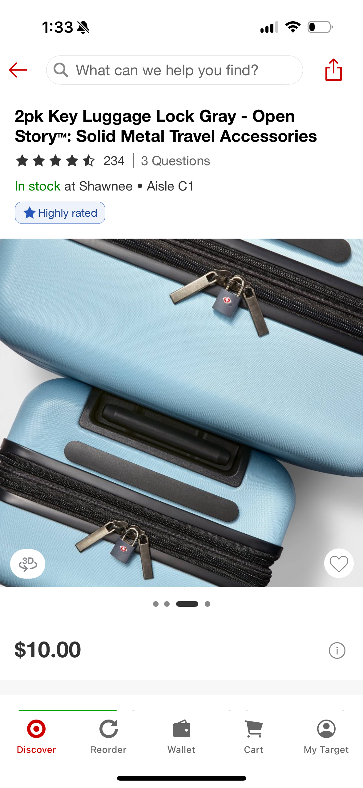 2pk Key Luggage Lock Gray - Open Story™: Solid Metal Travel Accessories