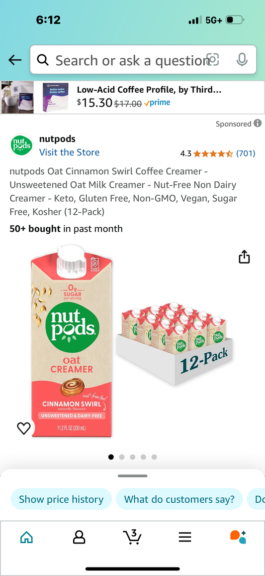 Coffee Creamer nutpods Oat Cinnamon Swirl Coffee Creamer - Unsweetened Oat Milk Creamer - Nut-Free Non Dairy Creamer - Keto, Gluten Free, Non-GMO, Vegan, Sugar Free, Kosher (12-Pack