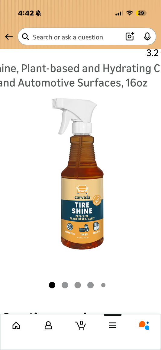 Carvida Tire Shine, Plant-based and Hydrating Cleaner for Tires, Wheels, and Automotive Surfaces, 16oz