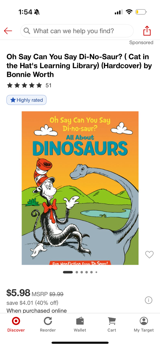 Oh Say Can You Say Di-No-Saur? ( Cat in the Hat's Learning Library) (Hardcover) by Bonnie Worth