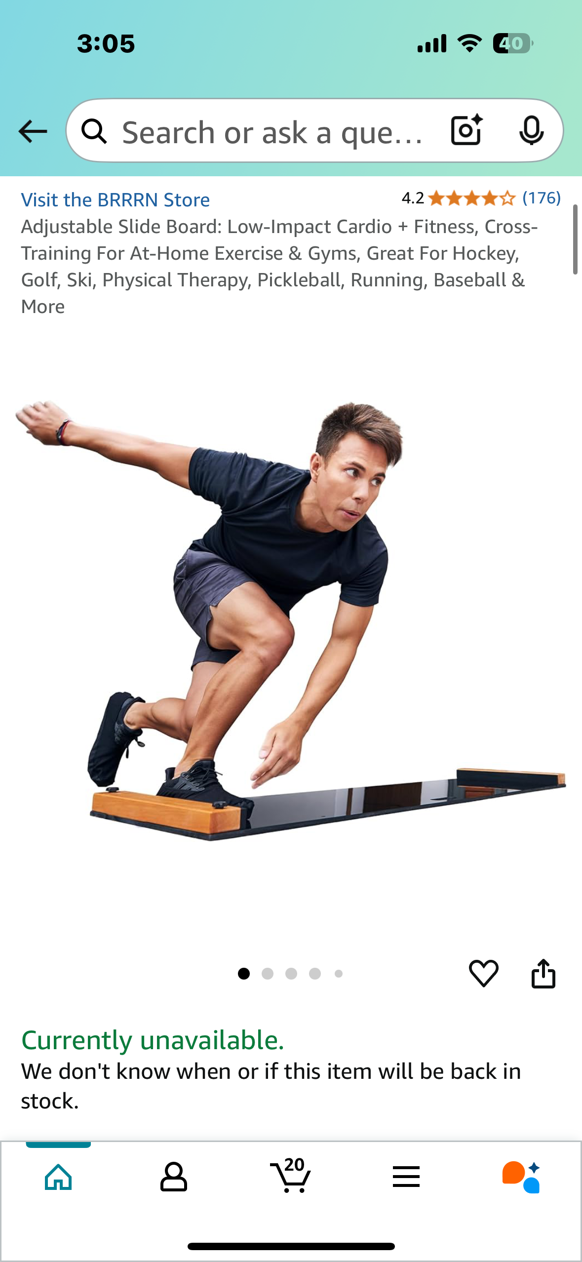 New - 6’ Premium BRRRN Board, Adjustable Slide Board: Low-Impact At-Home Core, Cardio Fitness, Cross-Training * (W435)