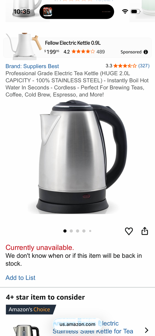 Professional Grade Electric Tea Kettle (HUGE 2.0L CAPICITY - 100% STAINLESS STEEL) - Instantly Boil Hot Water In Seconds - Cordless - Perfect For Brewing Teas, Coffee, Cold Brew, Espresso, and More!
