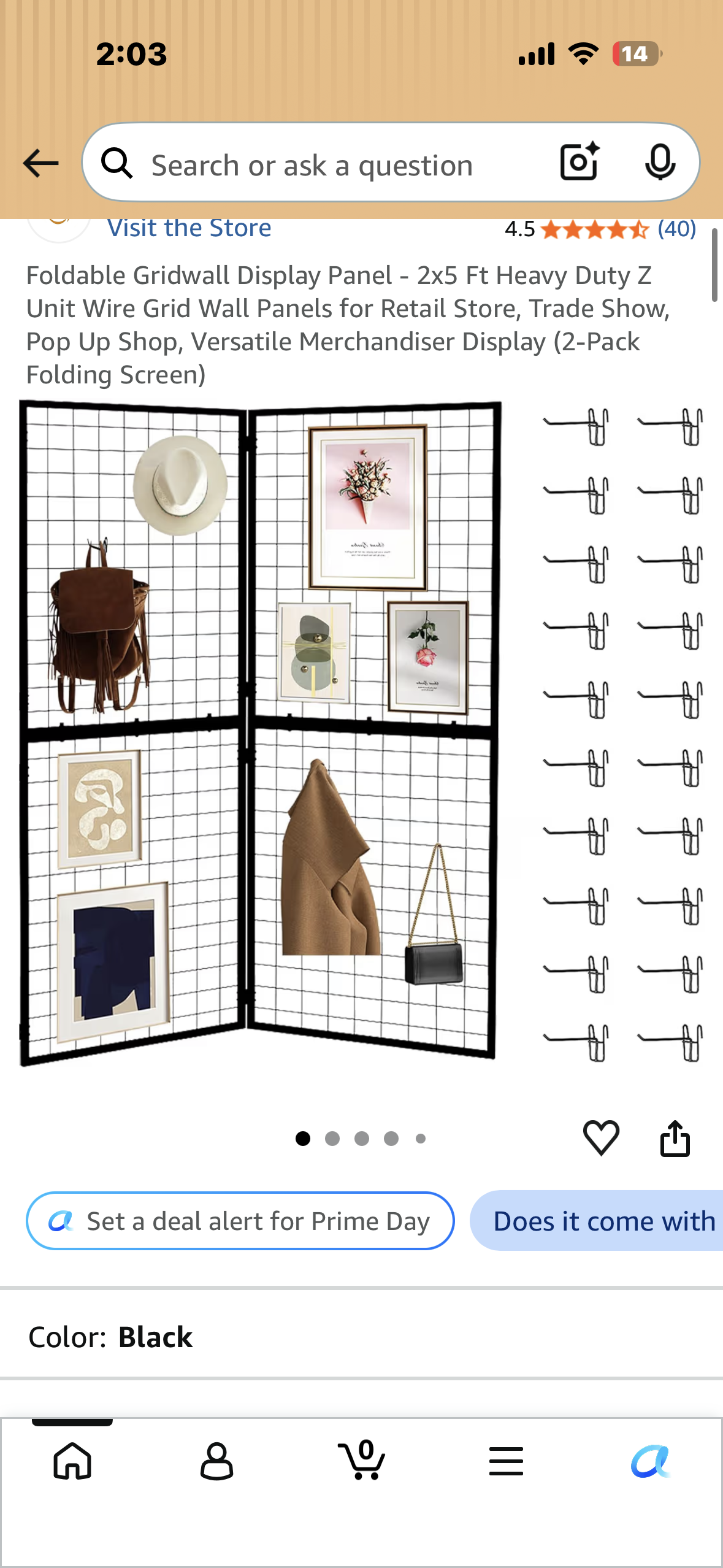 Foldable Gridwall Display Panel - 2x5 Ft Heavy Duty Z Unit Wire Grid Wall Panels for Retail Store, Trade Show, Pop Up Shop, Versatile Merchandiser Display (2-Pack Folding Screen)