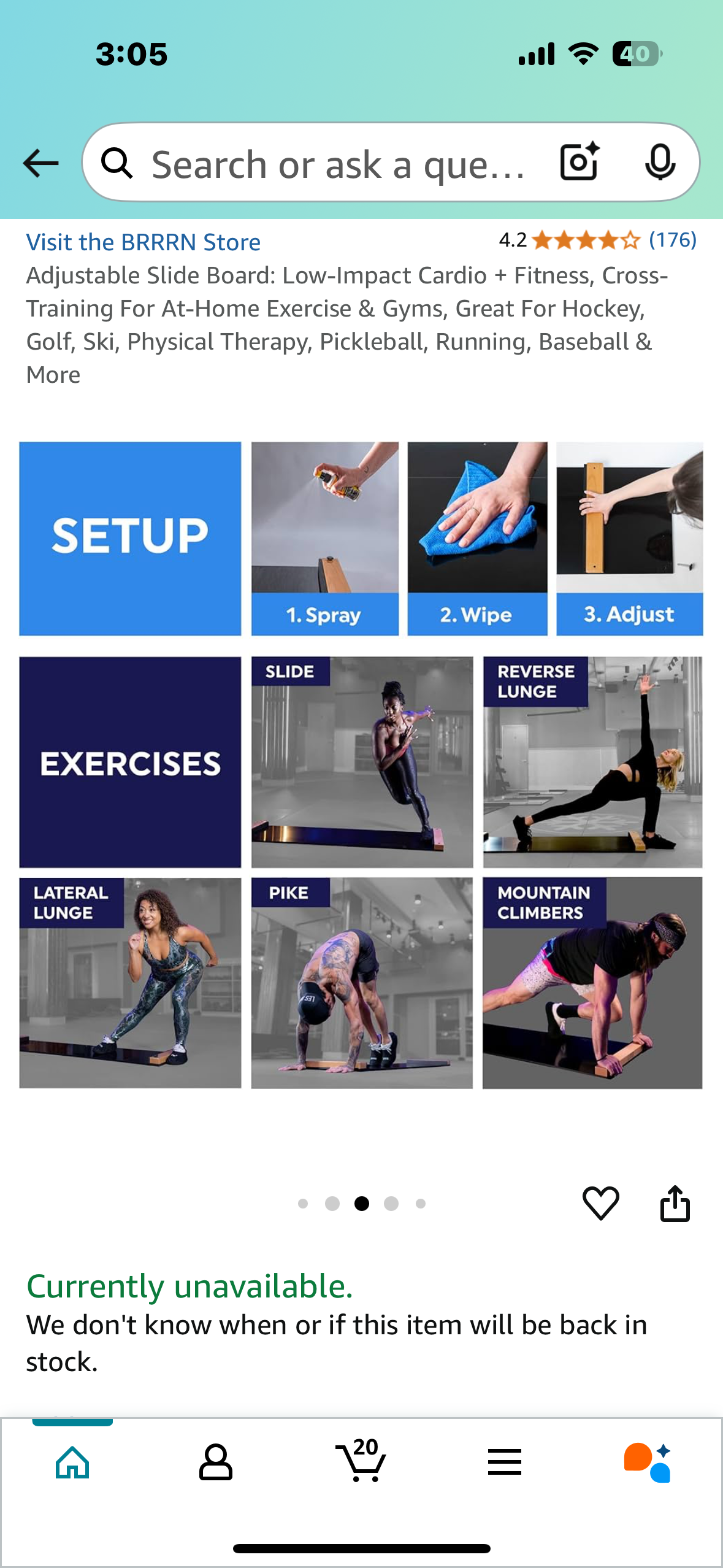 New - 6’ Premium BRRRN Board, Adjustable Slide Board: Low-Impact At-Home Core, Cardio Fitness, Cross-Training * (W435)