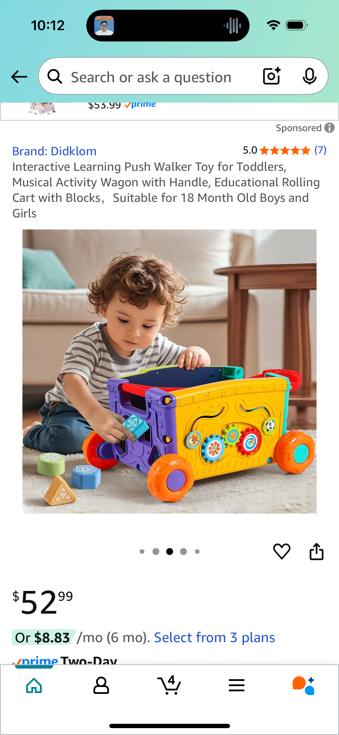 Interactive Learning Push Walker Toy for Toddlers, Musical Activity Wagon with Handle, Educational Rolling Cart with Blocks，Suitable for 18 Month Old Boys and Girls