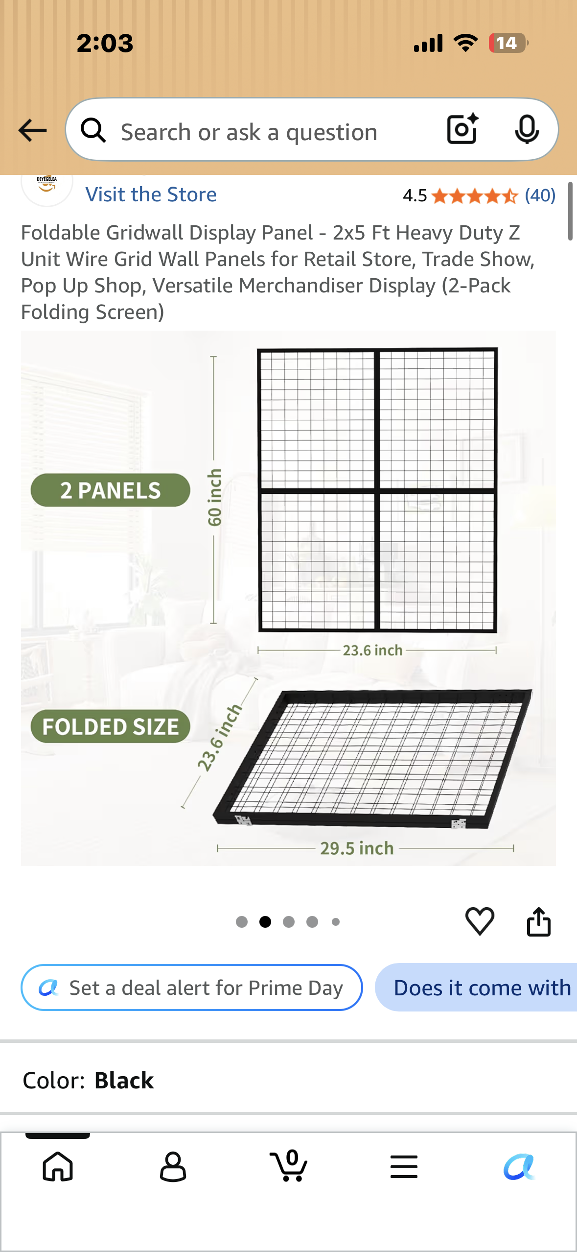 Foldable Gridwall Display Panel - 2x5 Ft Heavy Duty Z Unit Wire Grid Wall Panels for Retail Store, Trade Show, Pop Up Shop, Versatile Merchandiser Display (2-Pack Folding Screen)