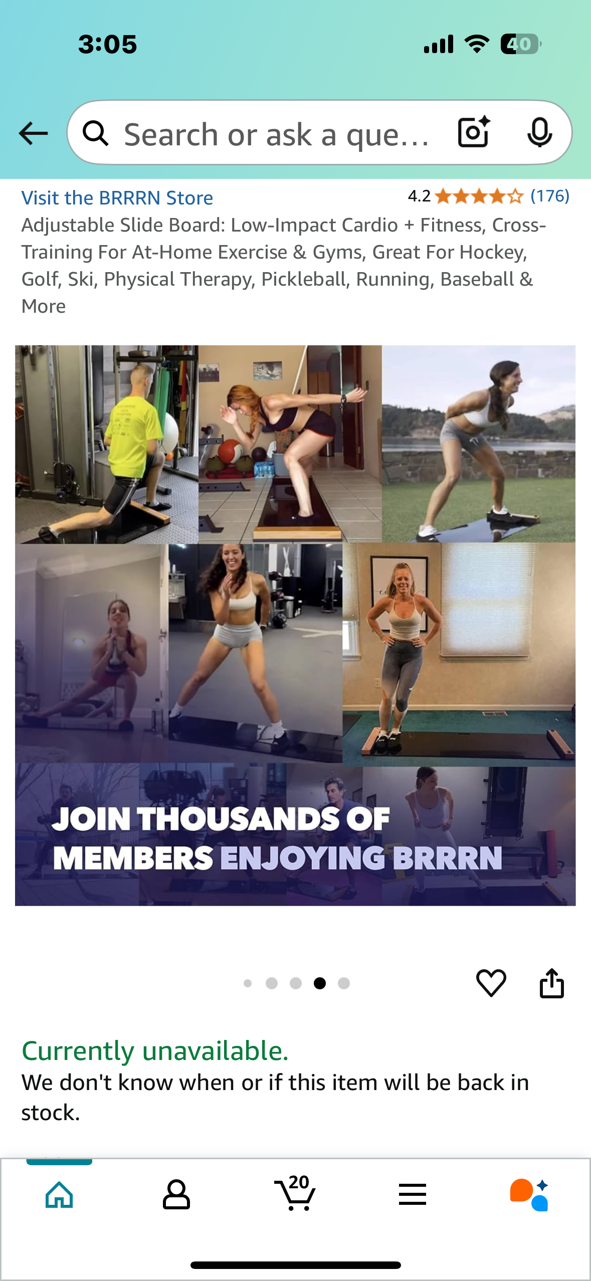 New - 6’ Premium BRRRN Board, Adjustable Slide Board: Low-Impact At-Home Core, Cardio Fitness, Cross-Training * (W435)