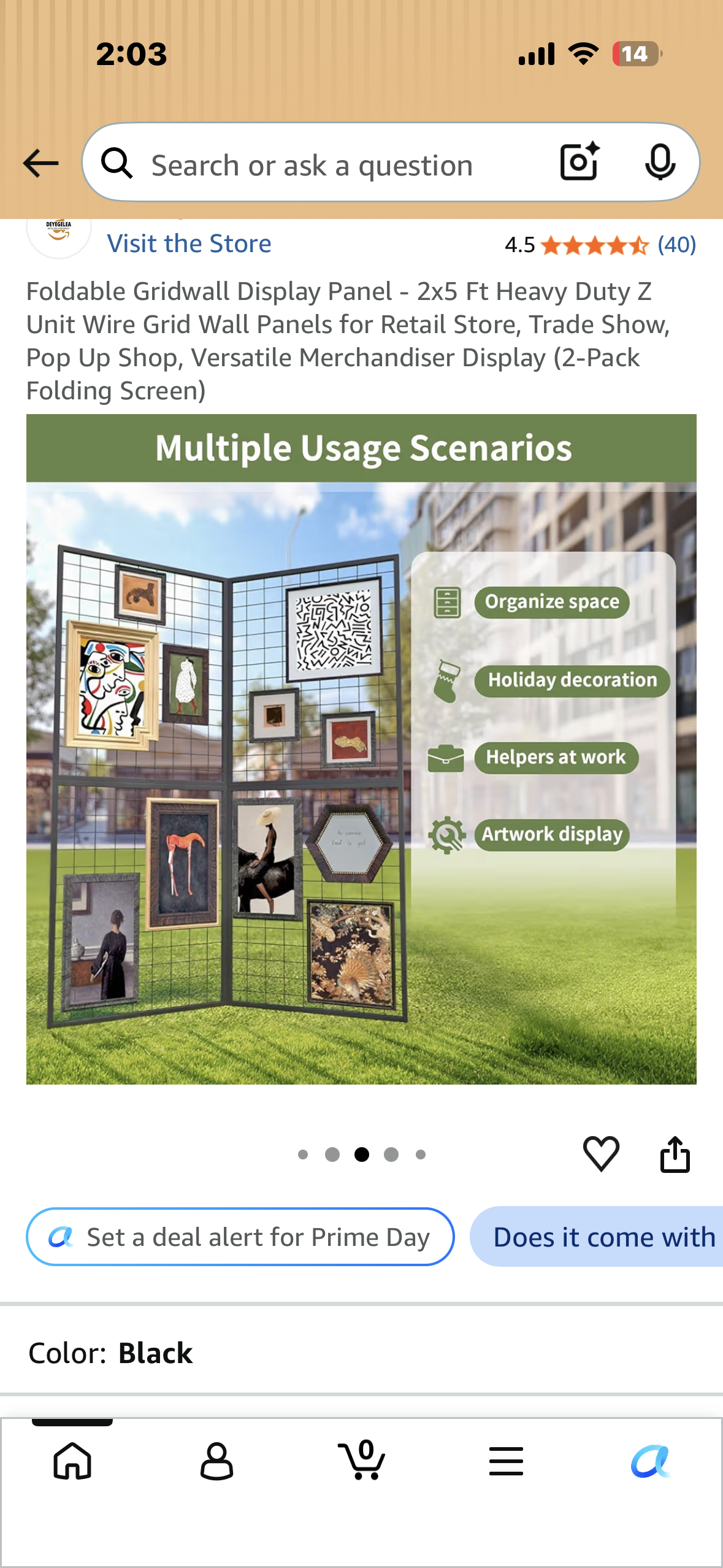 Foldable Gridwall Display Panel - 2x5 Ft Heavy Duty Z Unit Wire Grid Wall Panels for Retail Store, Trade Show, Pop Up Shop, Versatile Merchandiser Display (2-Pack Folding Screen)