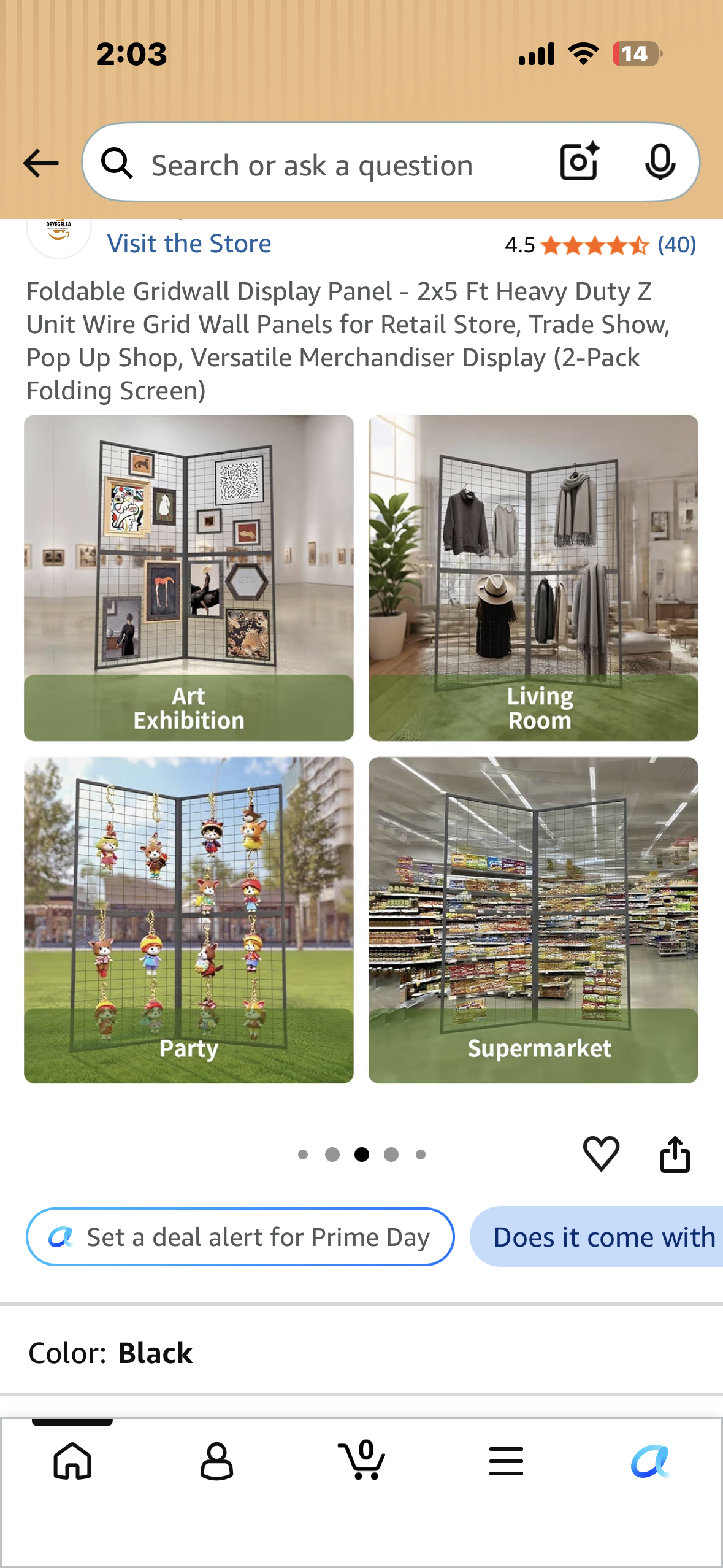 Foldable Gridwall Display Panel - 2x5 Ft Heavy Duty Z Unit Wire Grid Wall Panels for Retail Store, Trade Show, Pop Up Shop, Versatile Merchandiser Display (2-Pack Folding Screen)