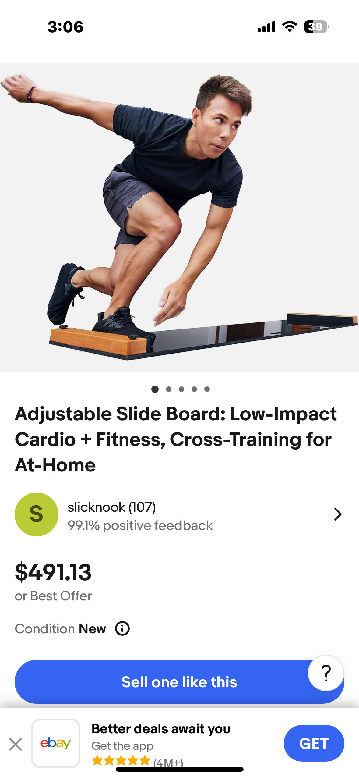 New - 6’ Premium BRRRN Board, Adjustable Slide Board: Low-Impact At-Home Core, Cardio Fitness, Cross-Training * (W435)