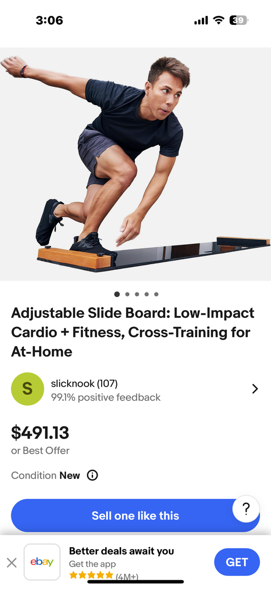 New - 6’ Premium BRRRN Board, Adjustable Slide Board: Low-Impact At-Home Core, Cardio Fitness, Cross-Training (W435)