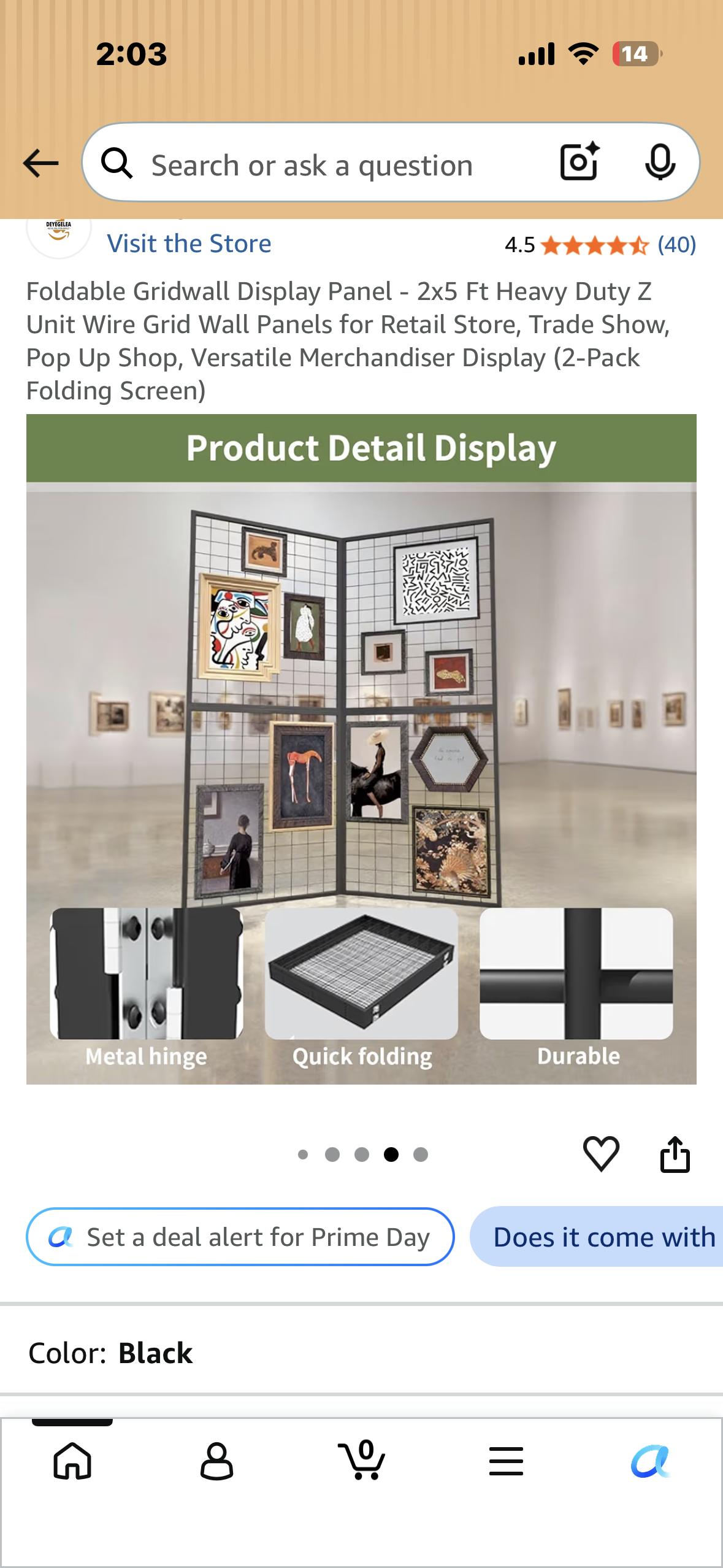 Foldable Gridwall Display Panel - 2x5 Ft Heavy Duty Z Unit Wire Grid Wall Panels for Retail Store, Trade Show, Pop Up Shop, Versatile Merchandiser Display (2-Pack Folding Screen)