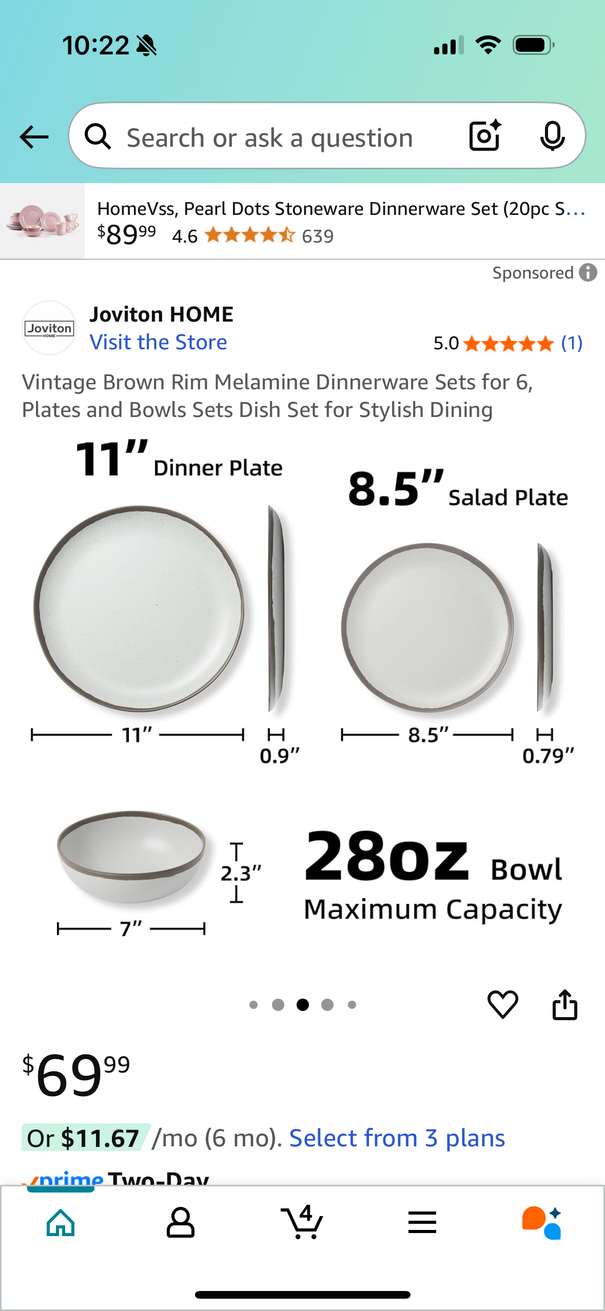 Vintage Brown Rim Melamine Dinnerware Sets for 6, Plates and Bowls Sets Dish Set for Stylish Dining