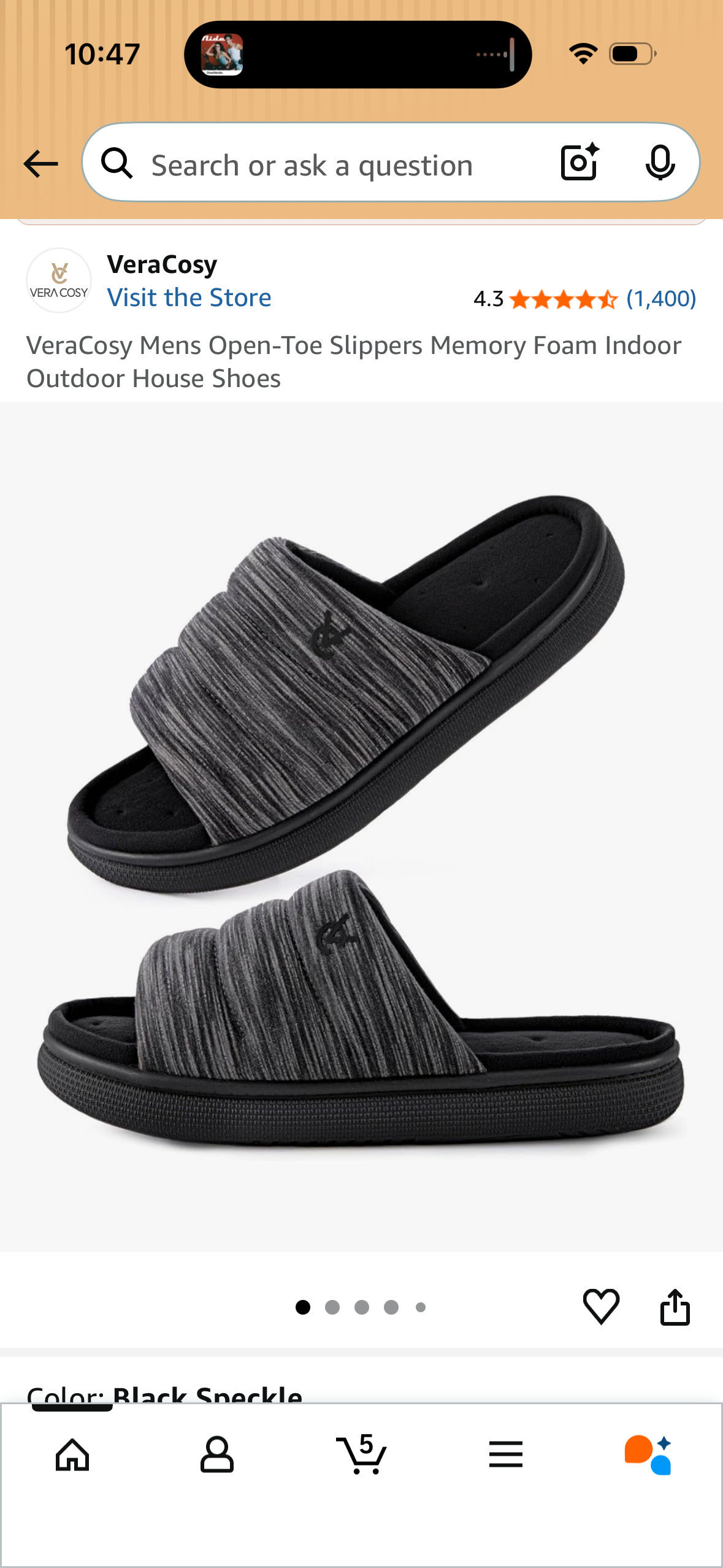 VeraCosy Mens Open-Toe Slippers Memory Foam Indoor Outdoor House Shoes (US 11-12)