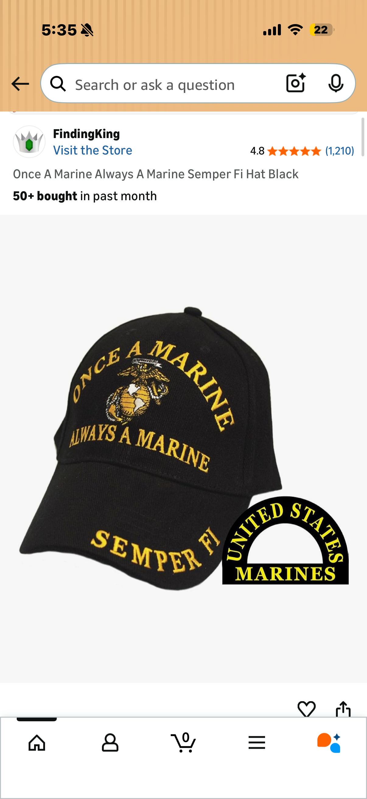Once A Marine Always A Marine Semper Fi Hat Black