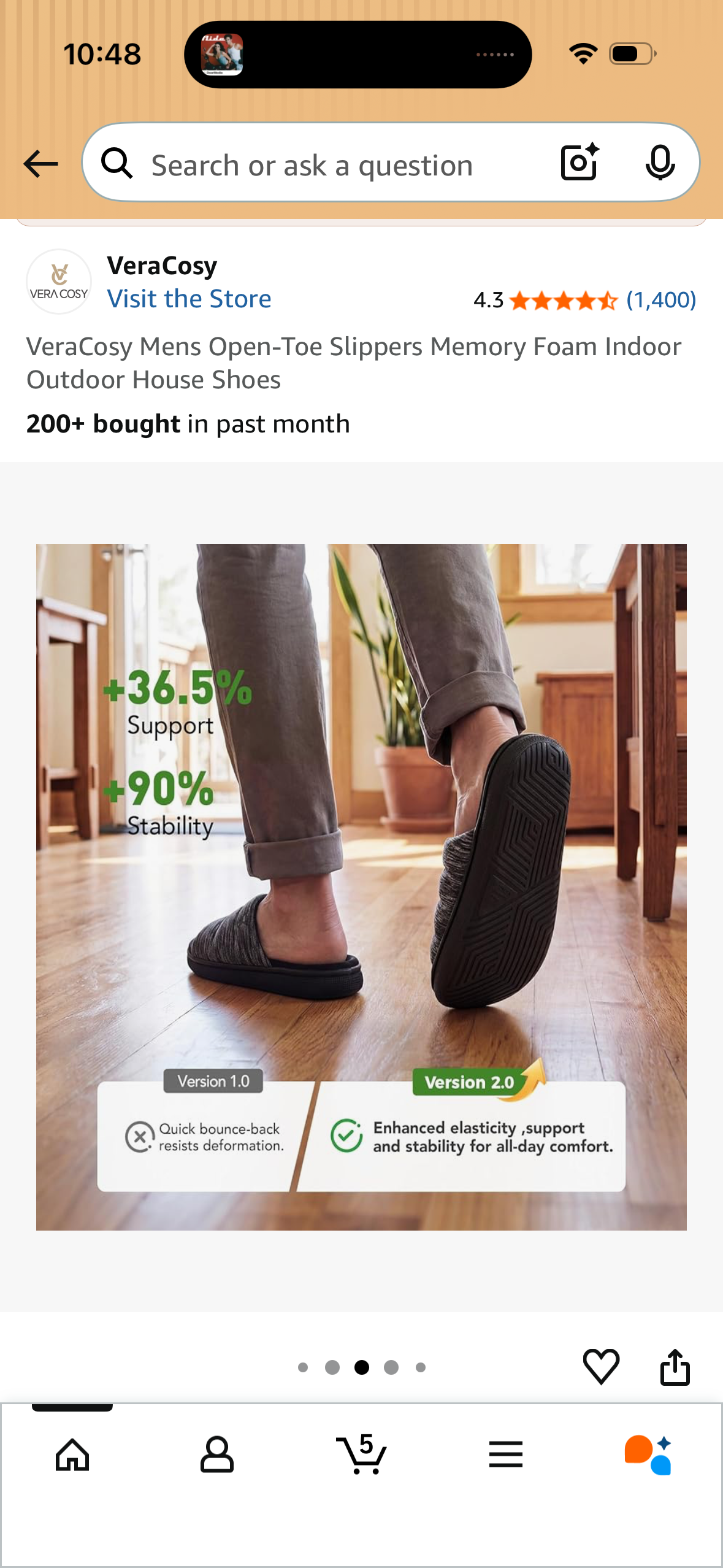 VeraCosy Mens Open-Toe Slippers Memory Foam Indoor Outdoor House Shoes (US 11-12)
