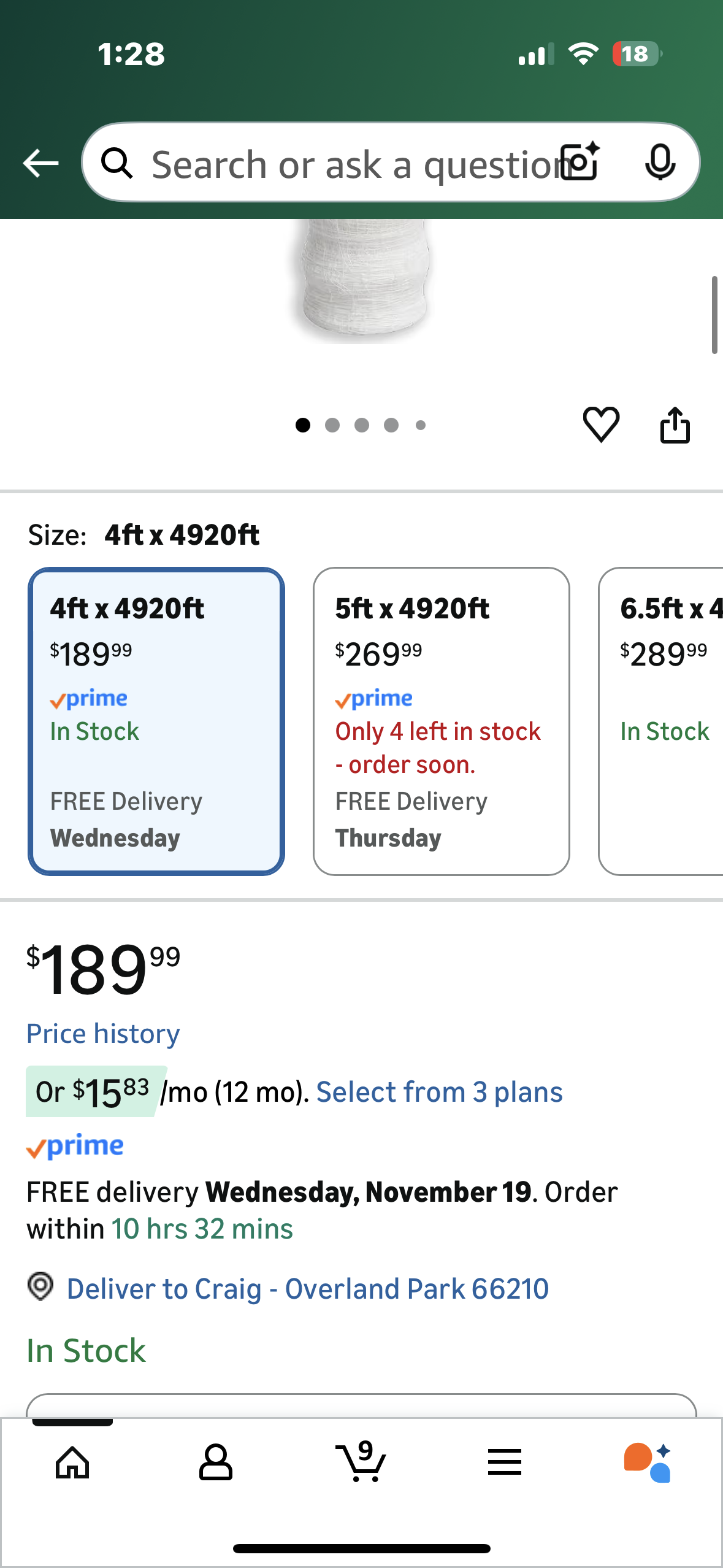 Trellis Netting, Aaamazing Netting, 4ft x 4920ft Roll, for Climbing Plants, Cut Flower Support, Garden, Pea, Bean, Grape Vine, Mesh, Heavy Duty, 6x6 Inch Squares (G916)