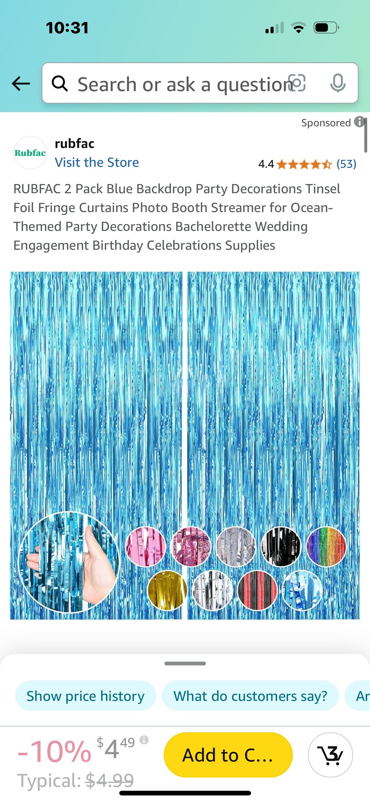‼️2 for $3‼️ 2 Pack Blue Backdrop Party Decorations Tinsel Foil Fringe Curtains Photo Booth Streamer for Ocean-Themed Party Decorations Bachelorette Wedding Engagement Birthday Celebrations Supplies