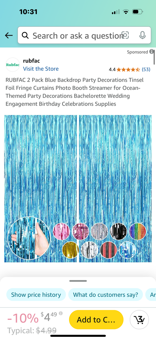 ‼️2 for $3‼️ 2 Pack Blue Backdrop Party Decorations Tinsel Foil Fringe Curtains Photo Booth Streamer for Ocean-Themed Party Decorations Bachelorette Wedding Engagement Birthday Celebrations Supplies